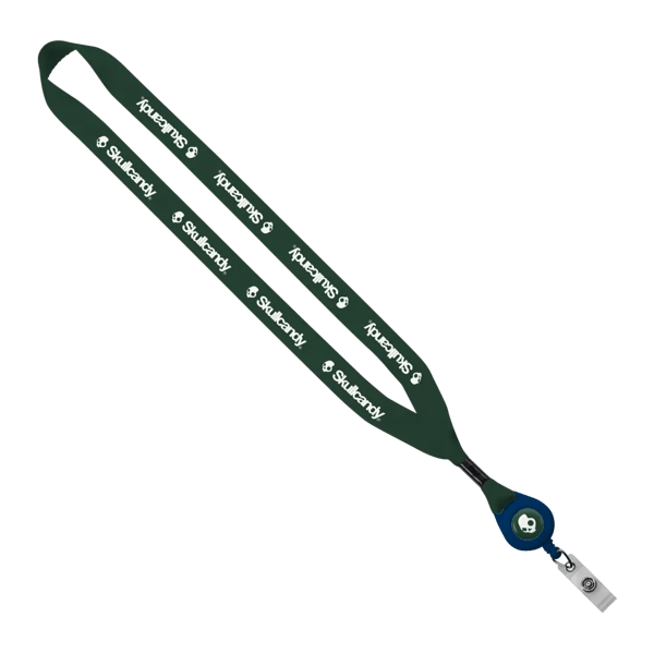 3/4" Polyester Lanyard with Metal Crimp & Retractable Badge Reel 273