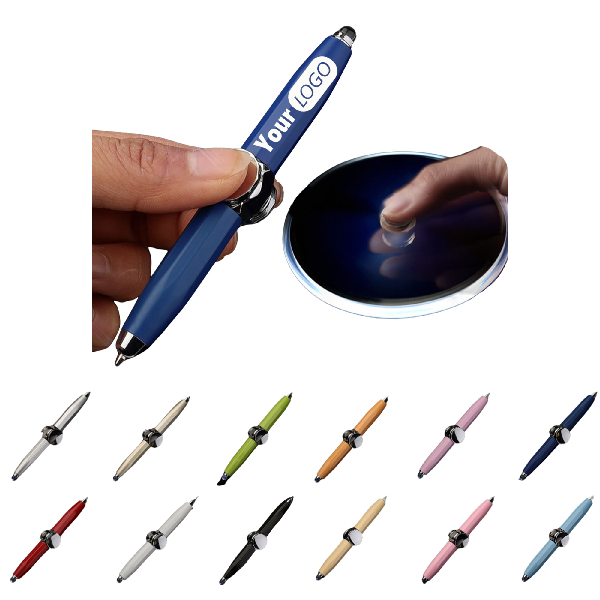 Metal Fidget Spinner Stress Relief LED Light Ballpoint Pen 2