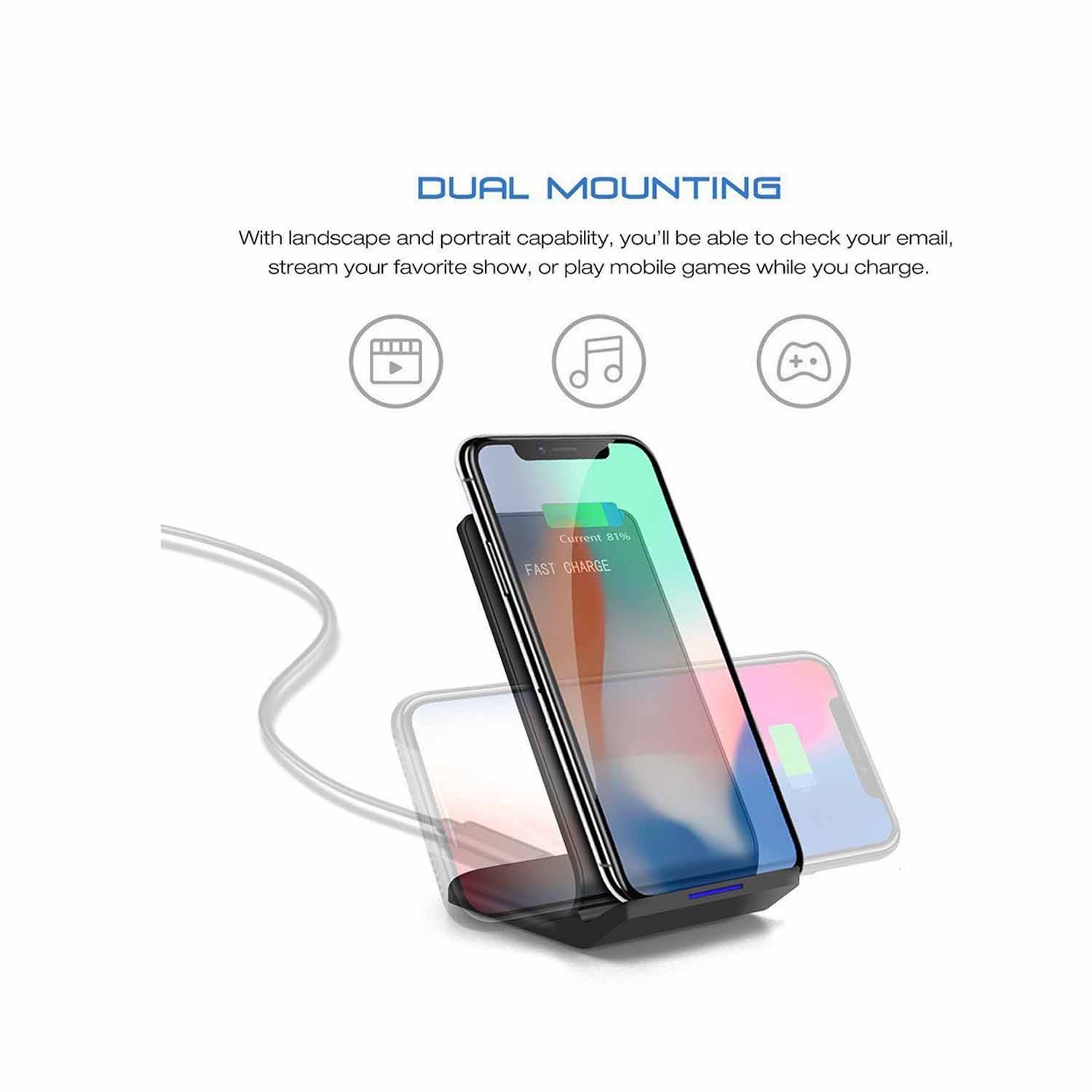 35W Dual Coil Desktop Phone Stand Wireless Charger 3
