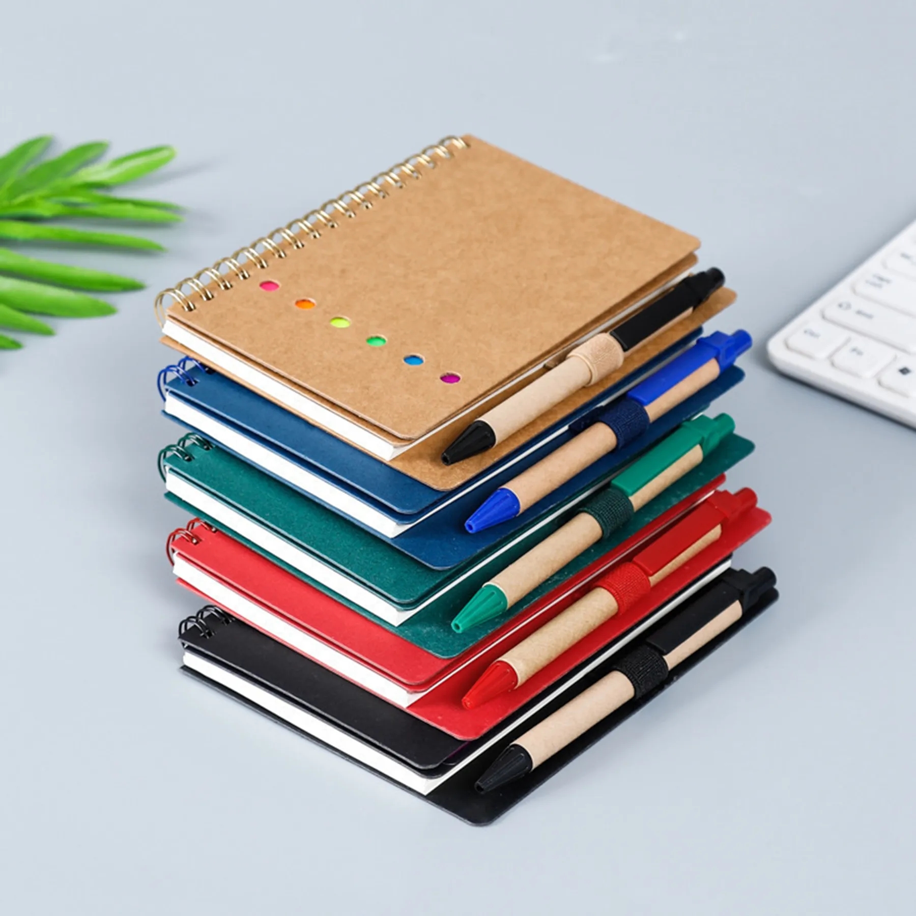 Colorful Kraft Paper Spiral Sticky Notes Notebook with Pen 4