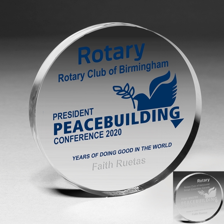 Circle Paperweight - 4” dia x 3/4” - 2055S (Screen Print)