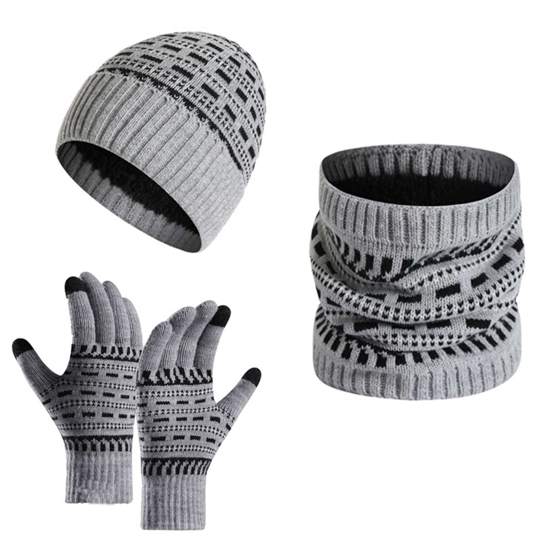 Men's Knit Beanie Neck Gaiter Set 3