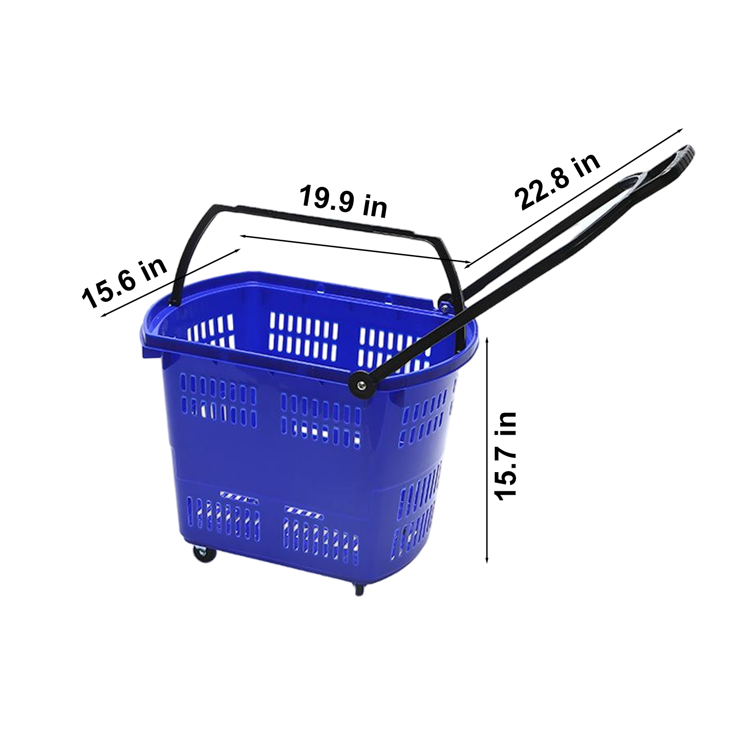 Plastic Wheeled Shopping Baskets w/ Handles 3