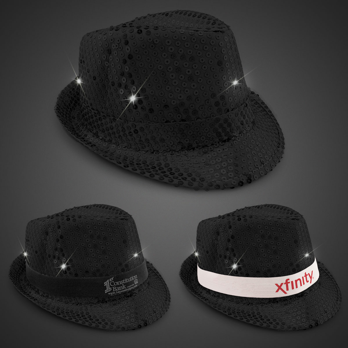 Black Sequin LED Fedora(blank) 6