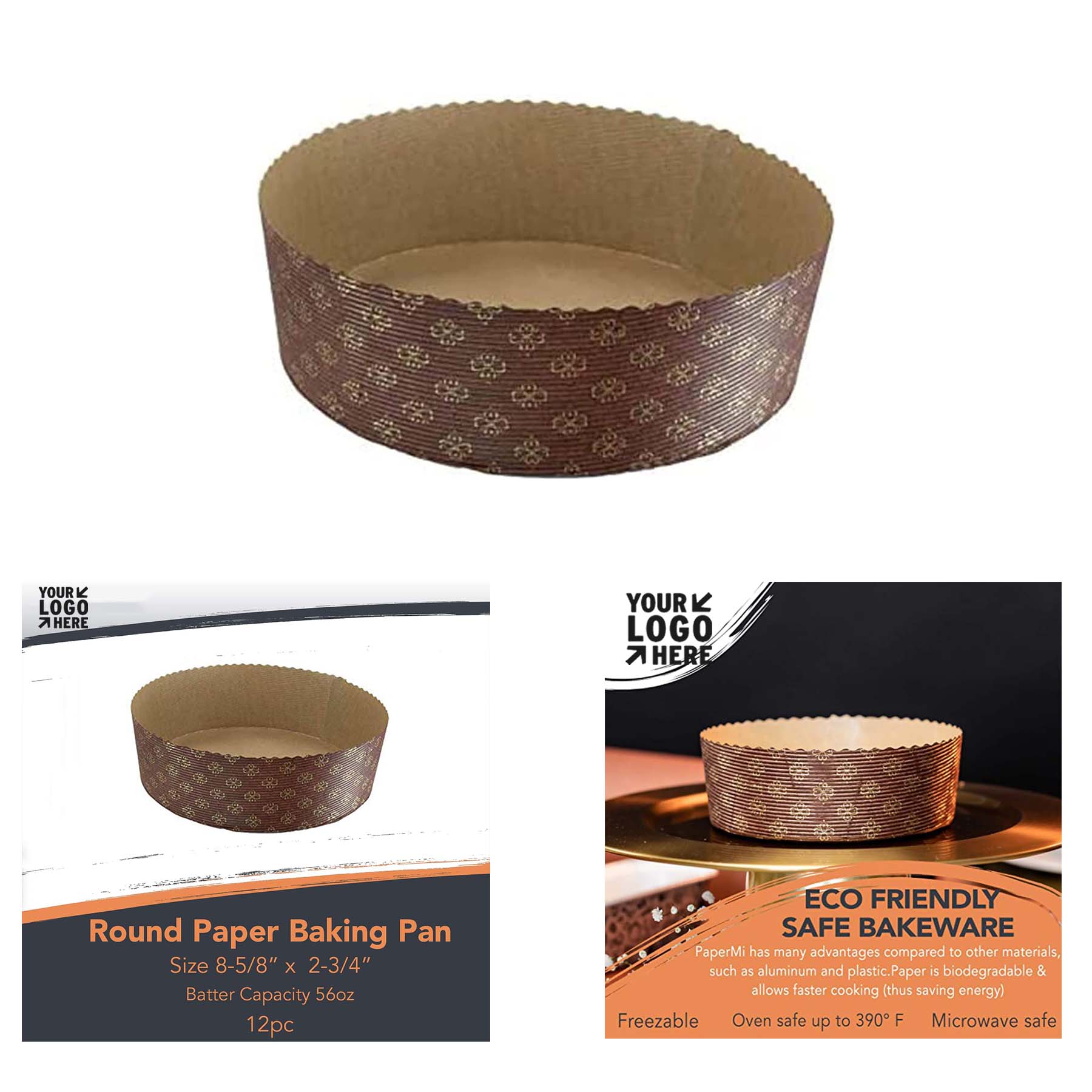 8-5/8" x 2-3/4" Round Paper Nonstick Baking Pan 2
