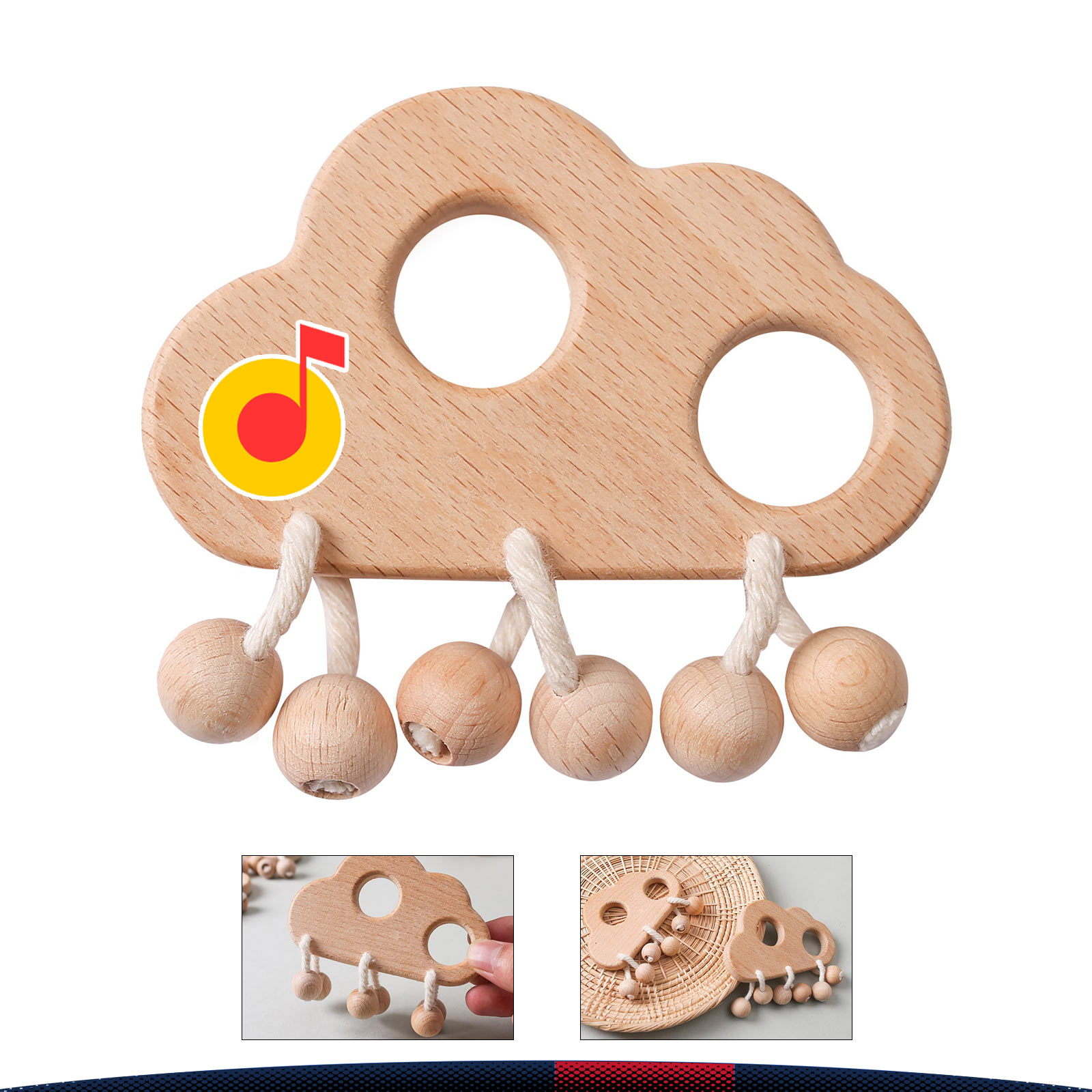 Casen Wooden Cloud Ring Rattle 2