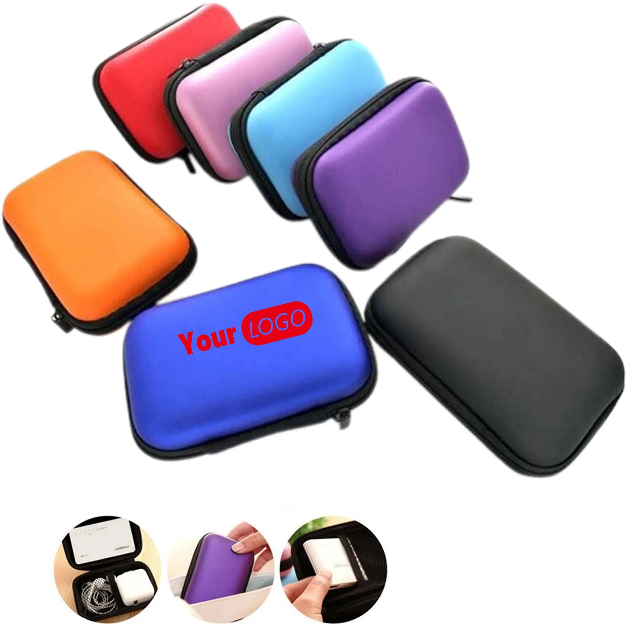 MOQ50PCS Portable Mini Zipper Hard Headphone Holder Case 3