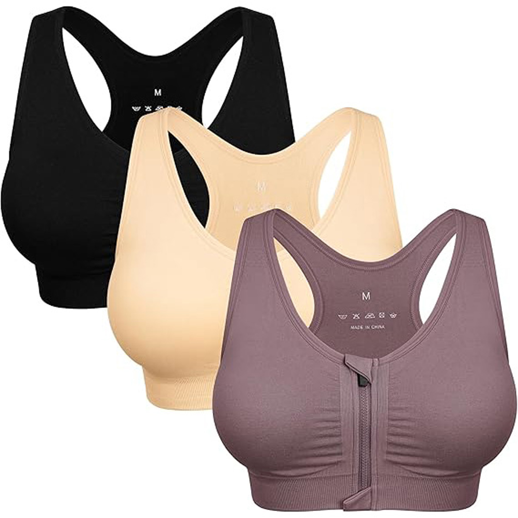 Zip Front Wireless Sports Bra 8