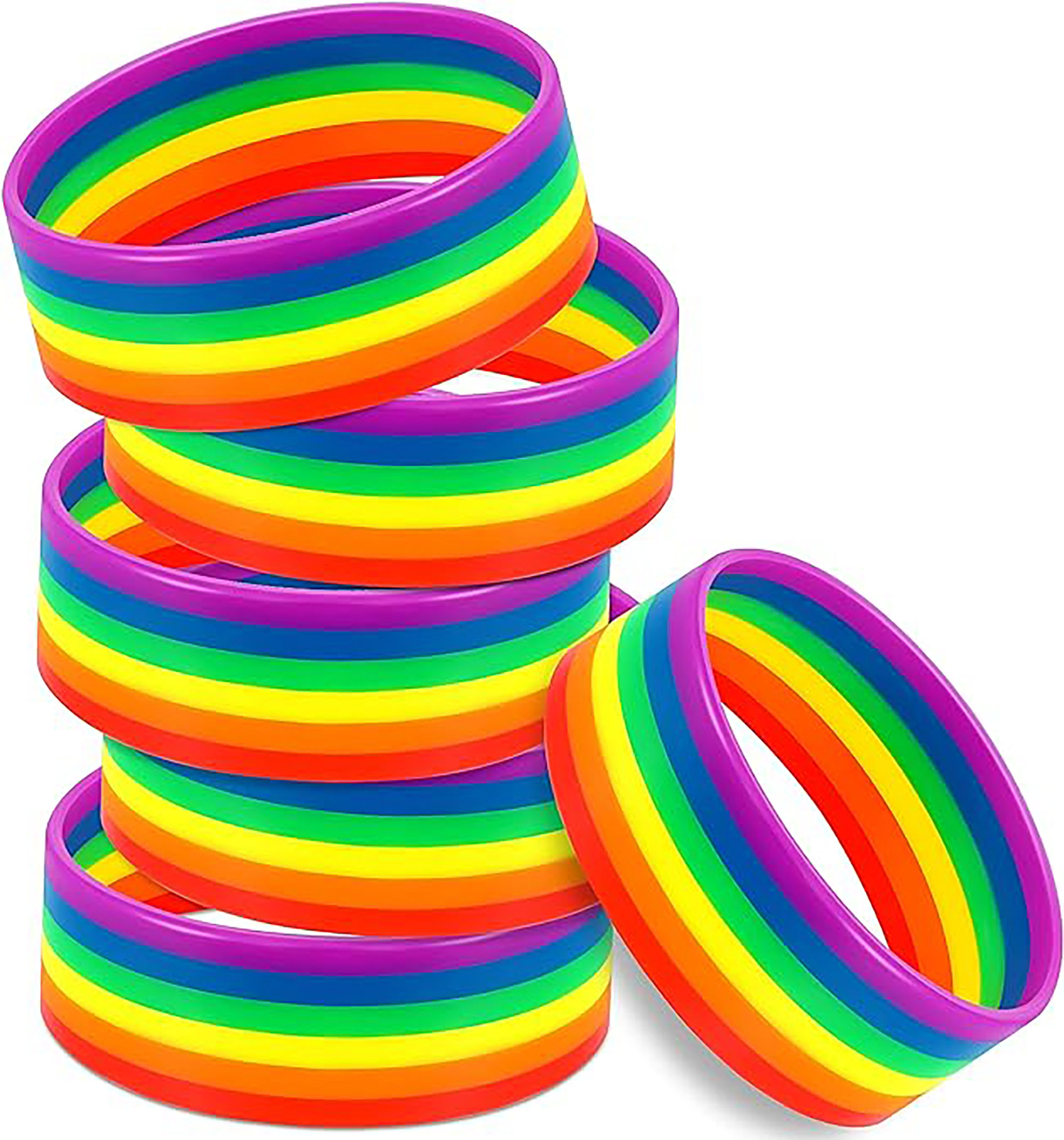 Rainbow Stretch Silicone Wristband Bracelets(NON-Light Up) 2