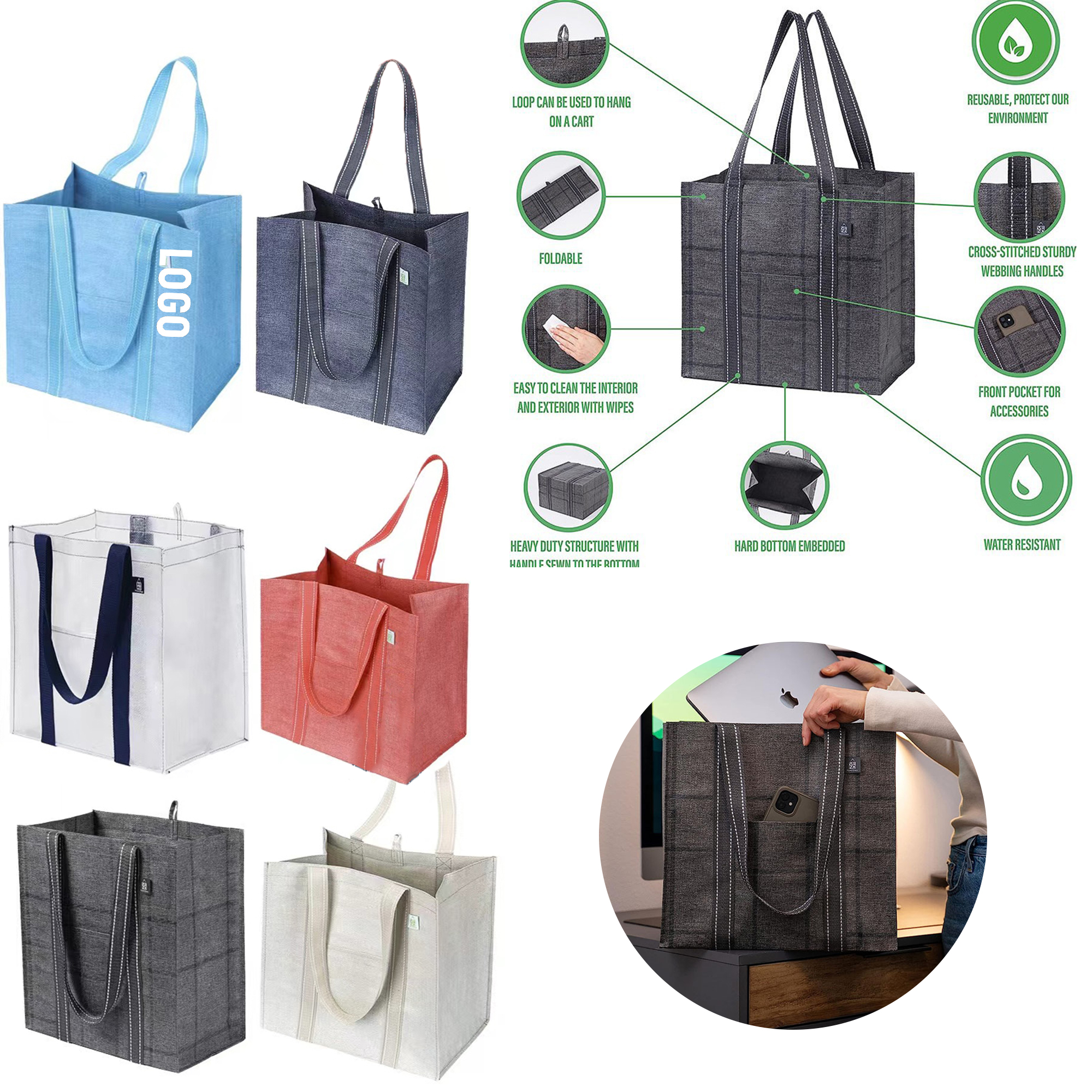 Hard Bottom Tote Handbags 8