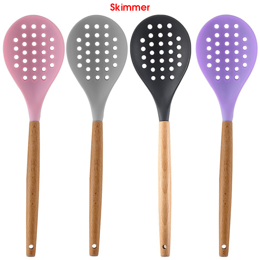 Silicone Cooking Or Serving Utensil With Wooden Handle 7