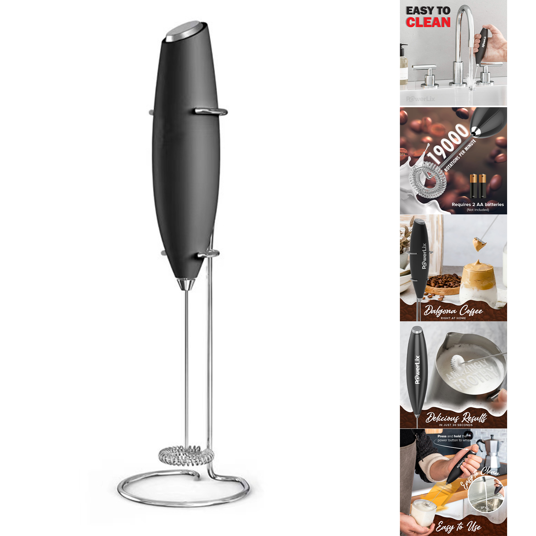 Powerful Handheld Milk Frother With Stand