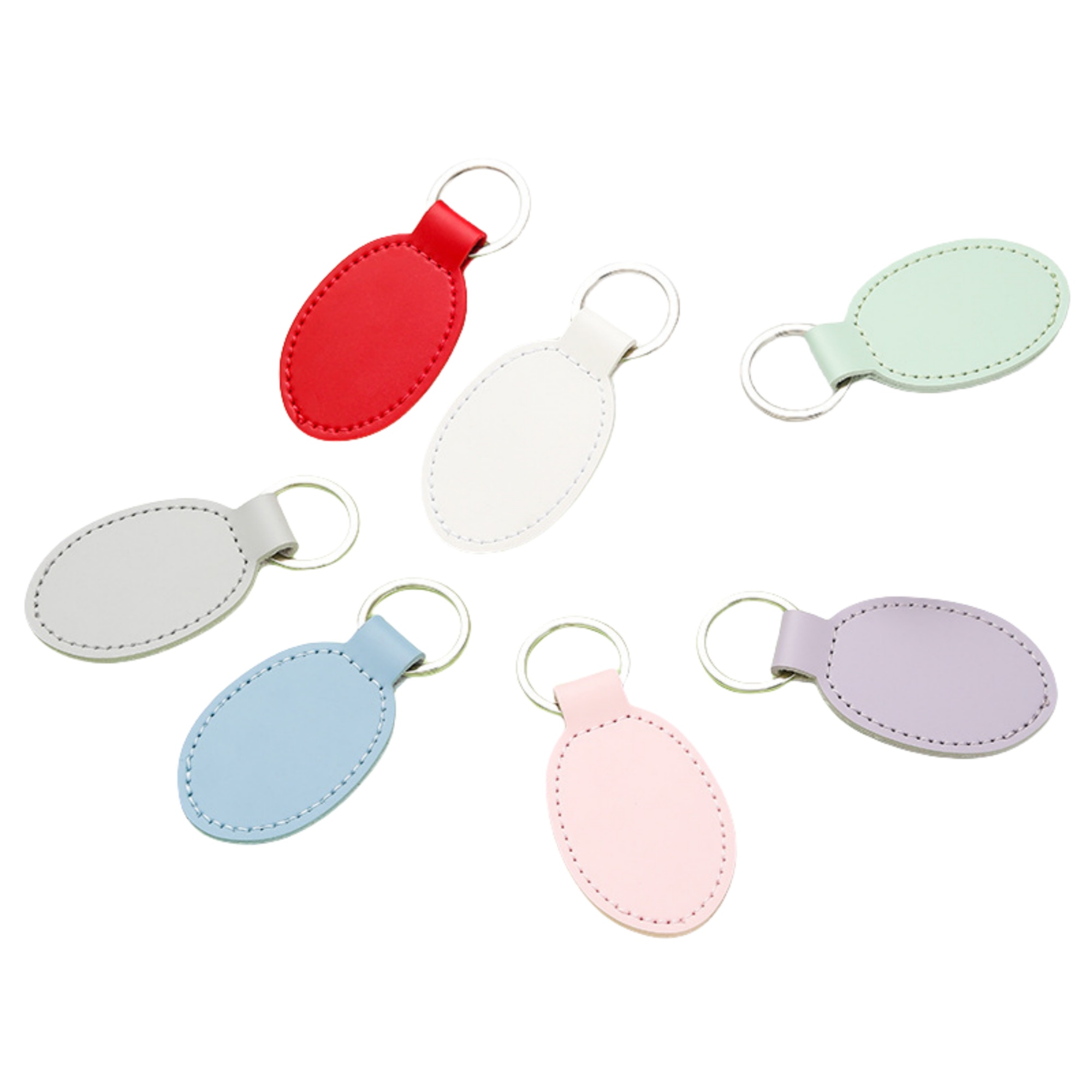 Oval Double Sided PU keychain 2