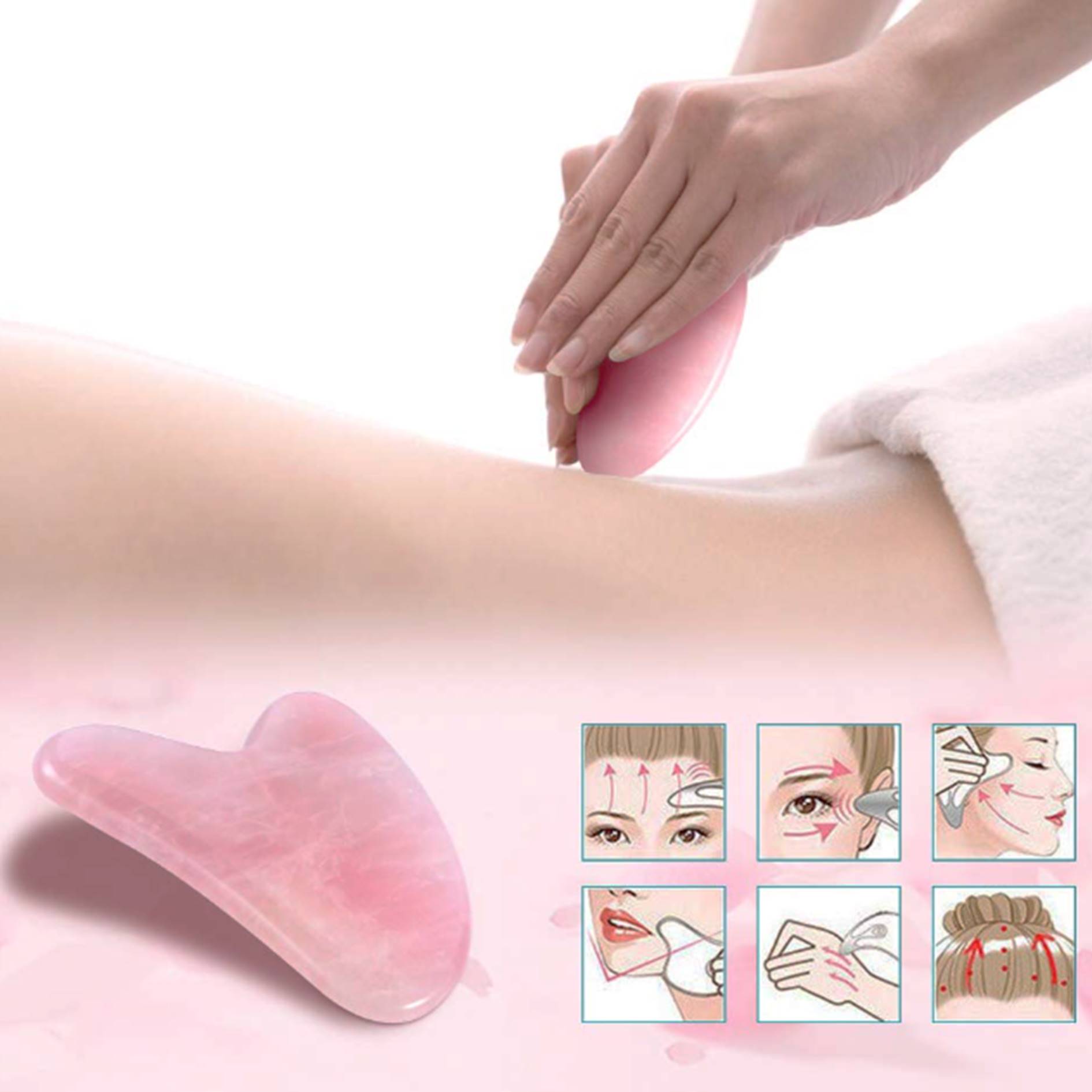 Rose Quartz Gua Sha Tools 3