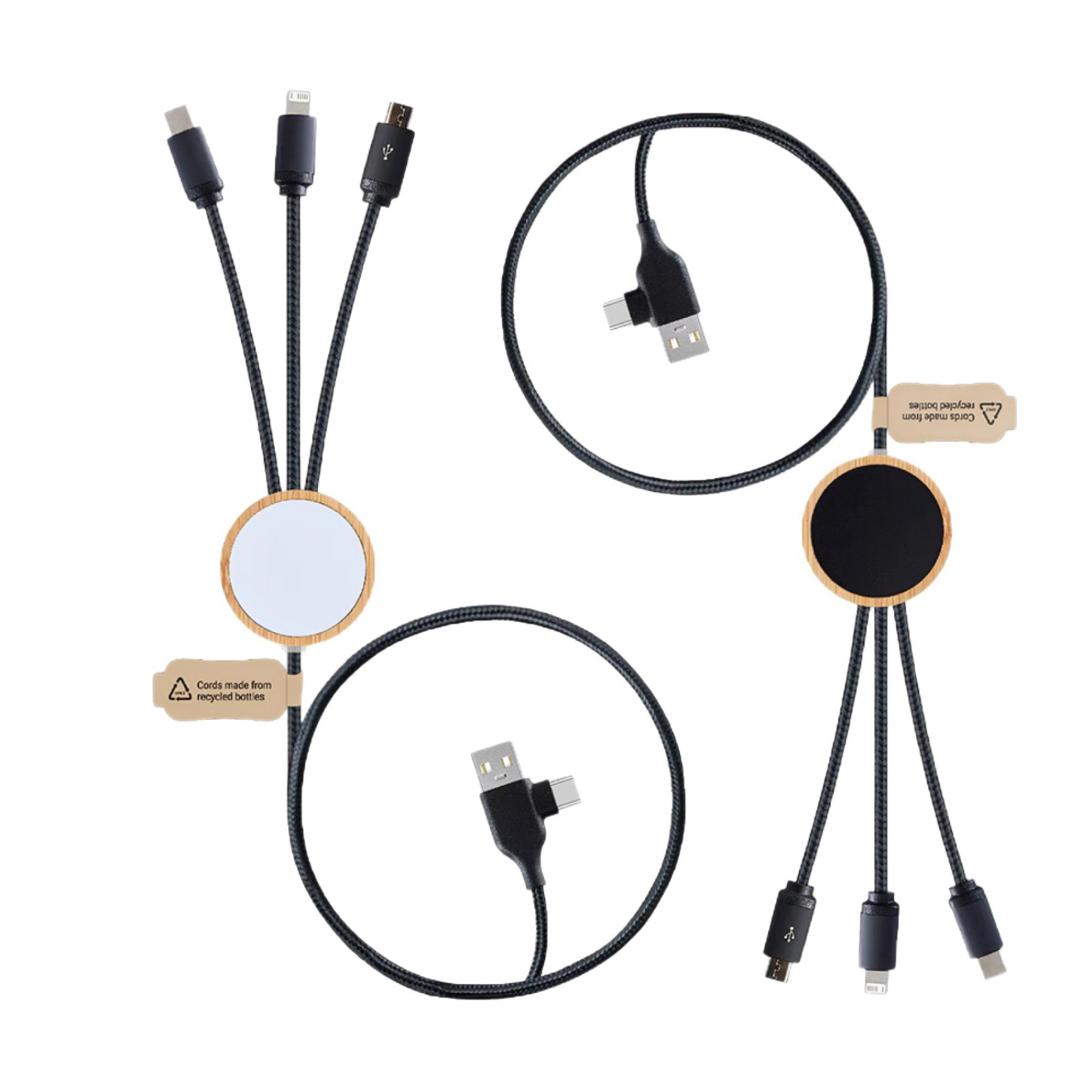 Six In One Light Up Bamboo Charging Cable 47.3" Length 2