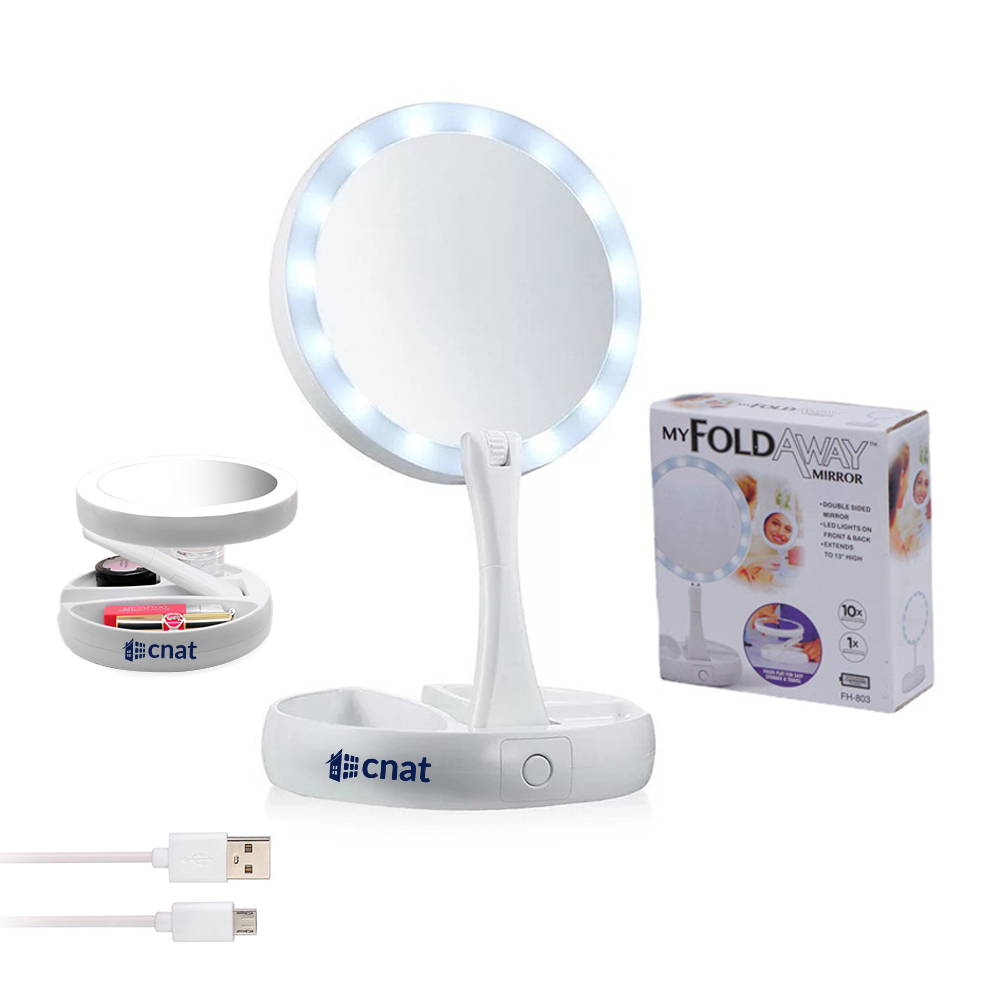 Foldable Led 2-in-1 Makeup Mirror 2