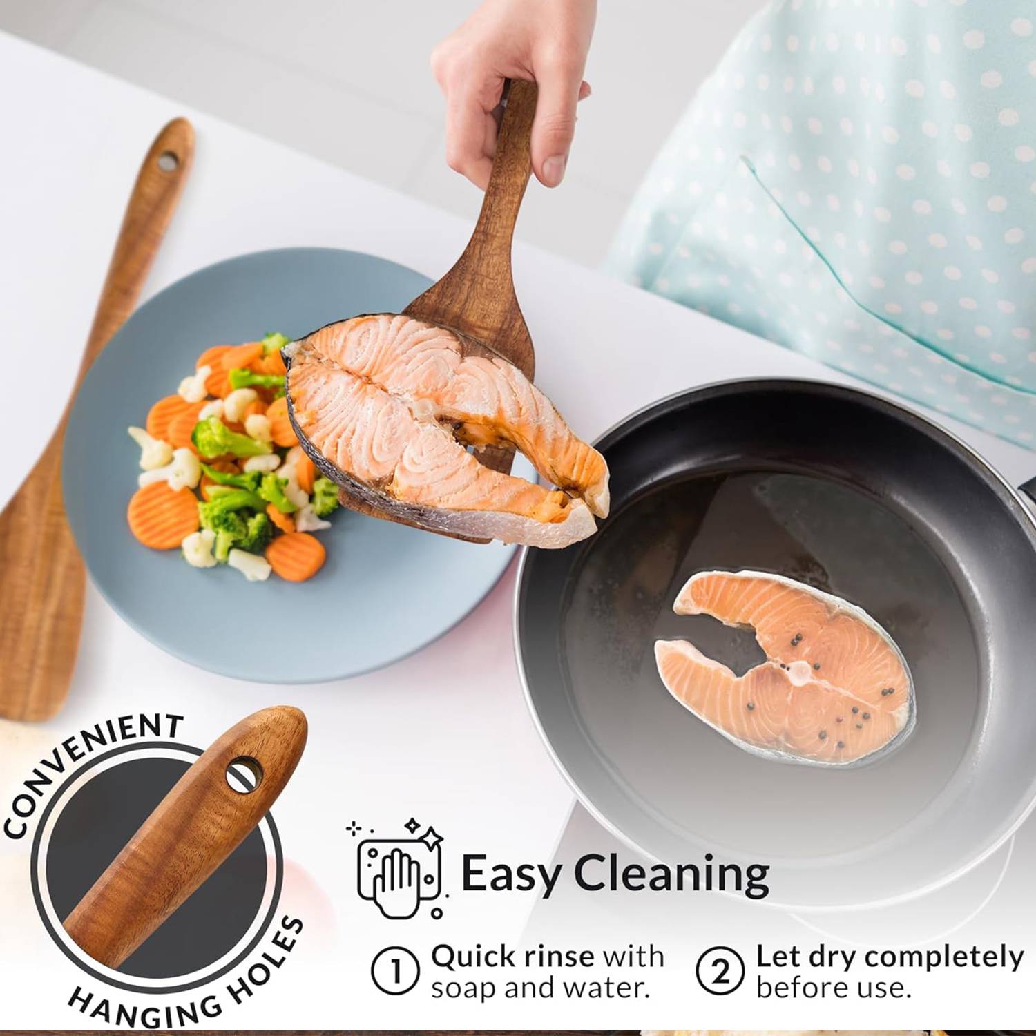 Kitchen 6-Piece Wooden Spoon Skimmer Turner Set 4