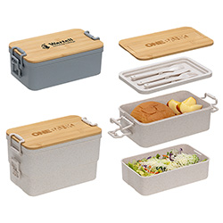 Chuckwagon Stackable Lunch Box With Bamboo Lid & Utensils 17