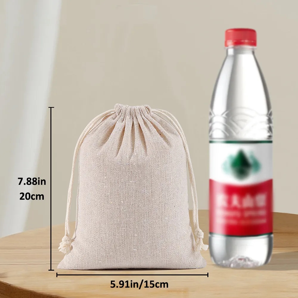Muslin Cotton Drawstring Bags Reusable Empty Gift Pouch 4