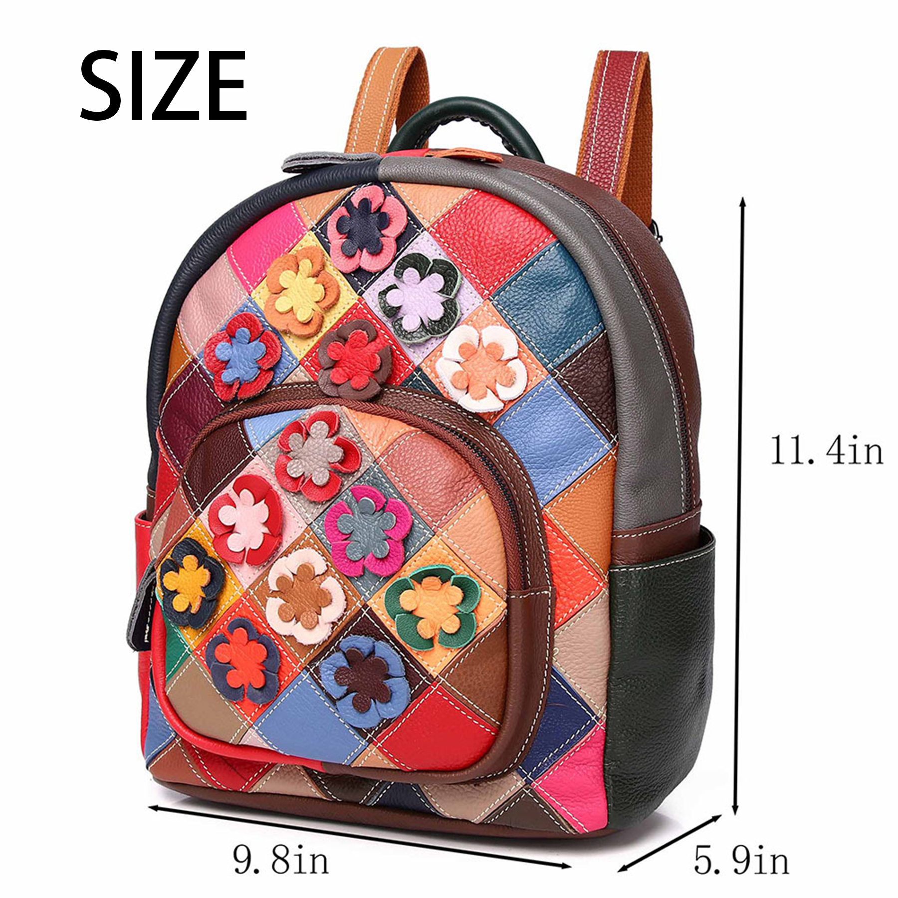 Genuine Leather Niche colorful handmade contrast backpack 4