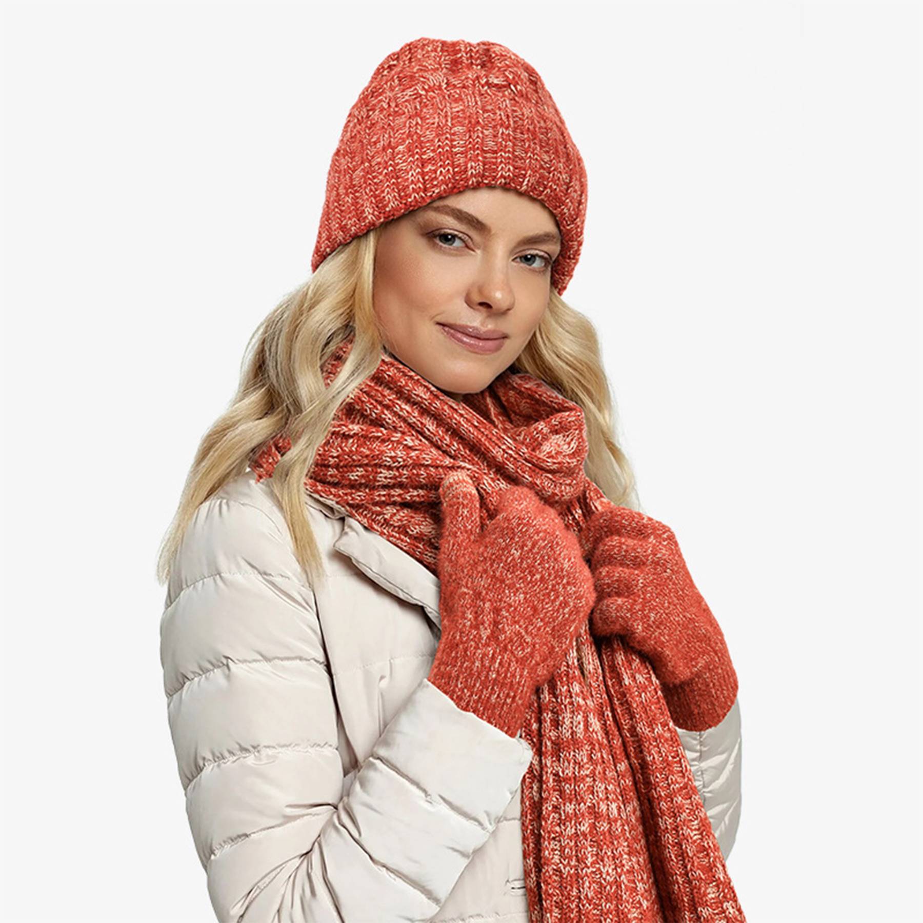 Beanie+Long Scarf+Touch Screen Gloves Set for Women Men 5