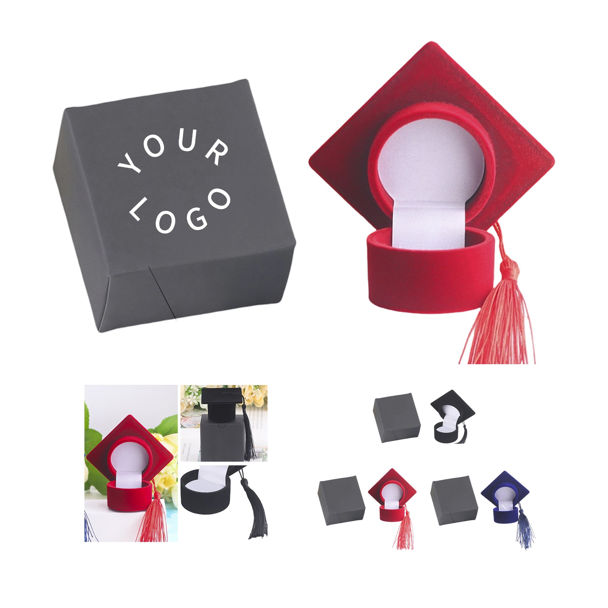ABS Graduation Cap Ring Box 2.48" x 2.48" x 1.57" 2