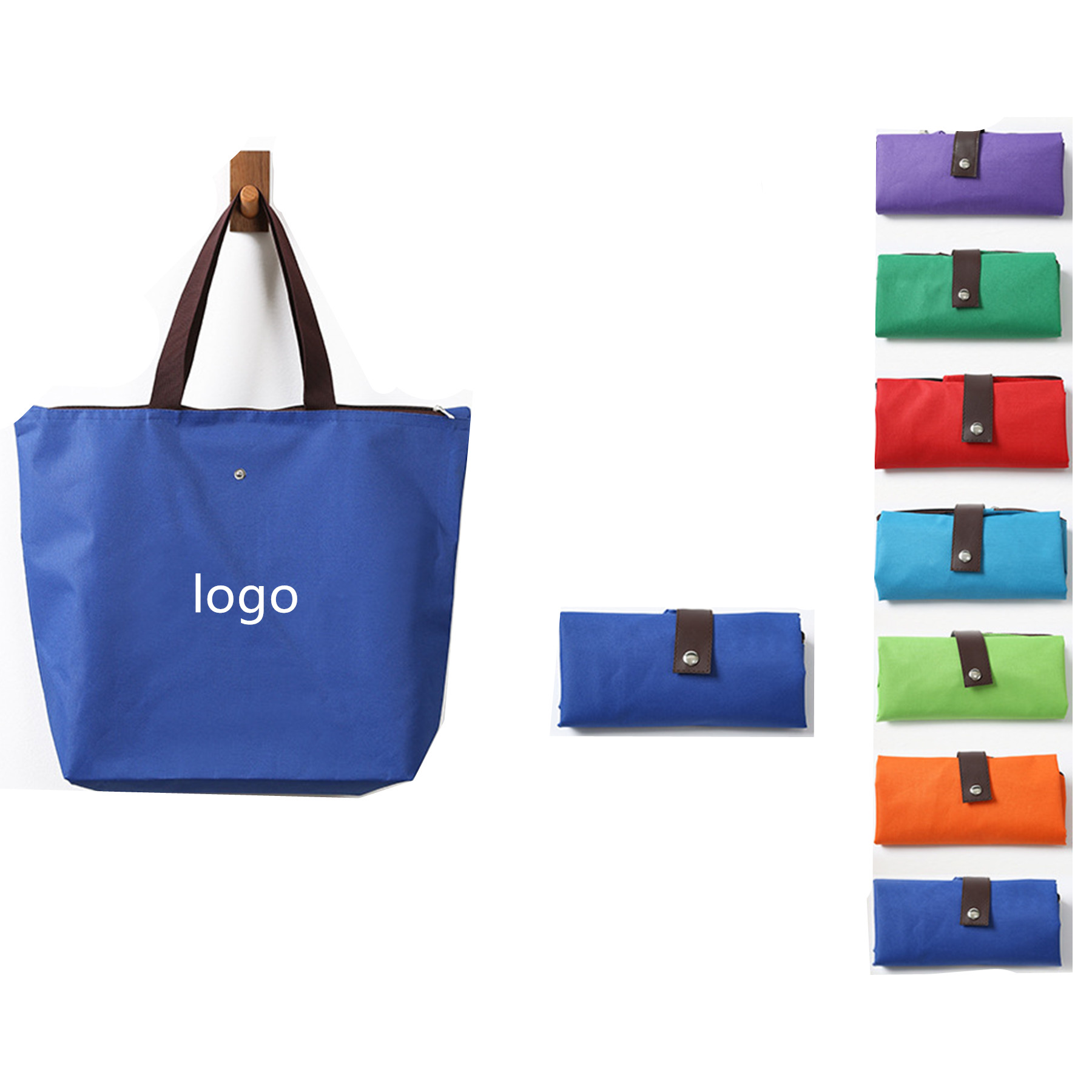 Foldable Tote Pouch Shoulder Bag, custom tote bag with logo imprint 2