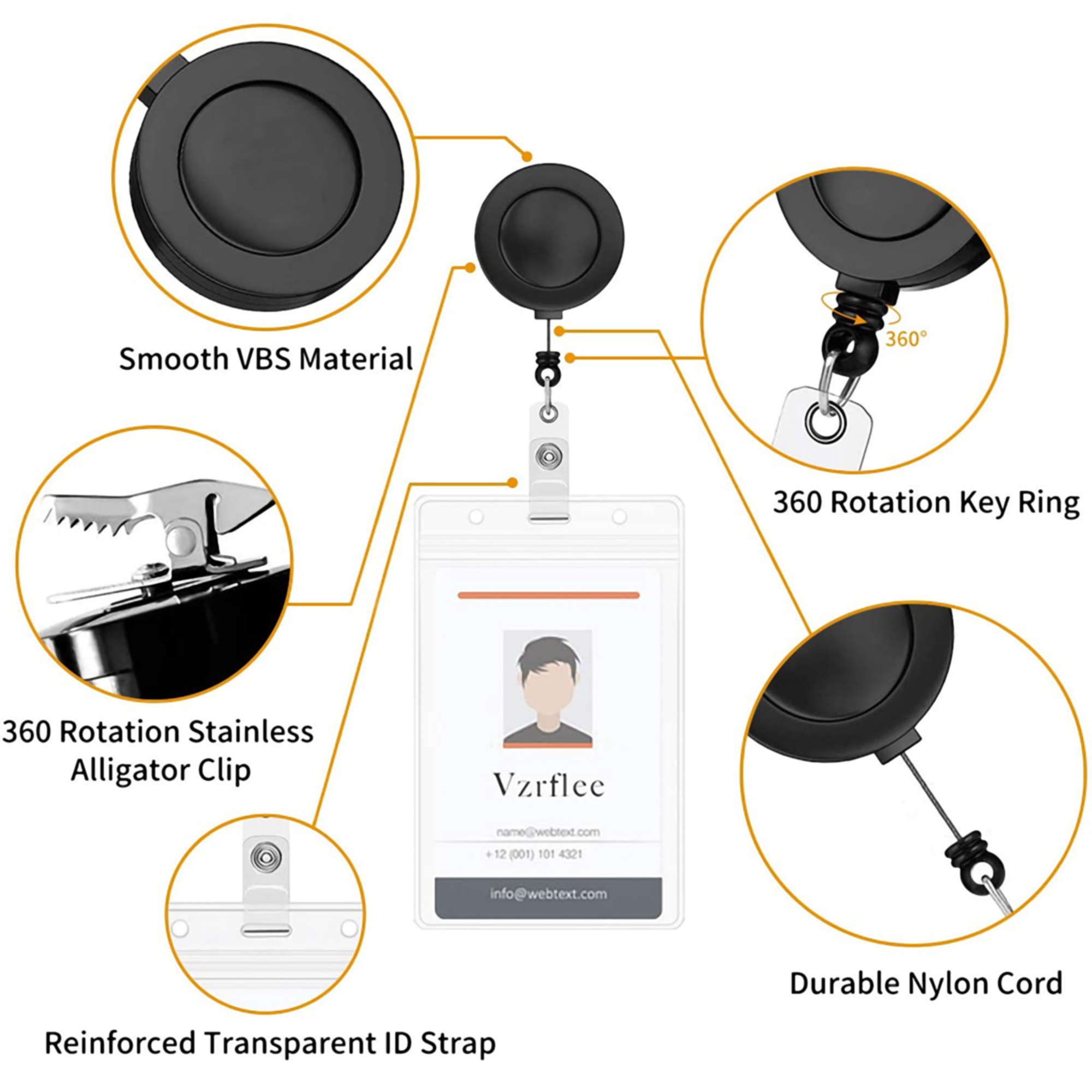 Retractable Plastic ID Badge Holder Clip 3
