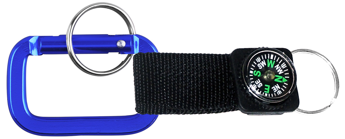 Square Shaped Carabiner with Strap and Compass 2
