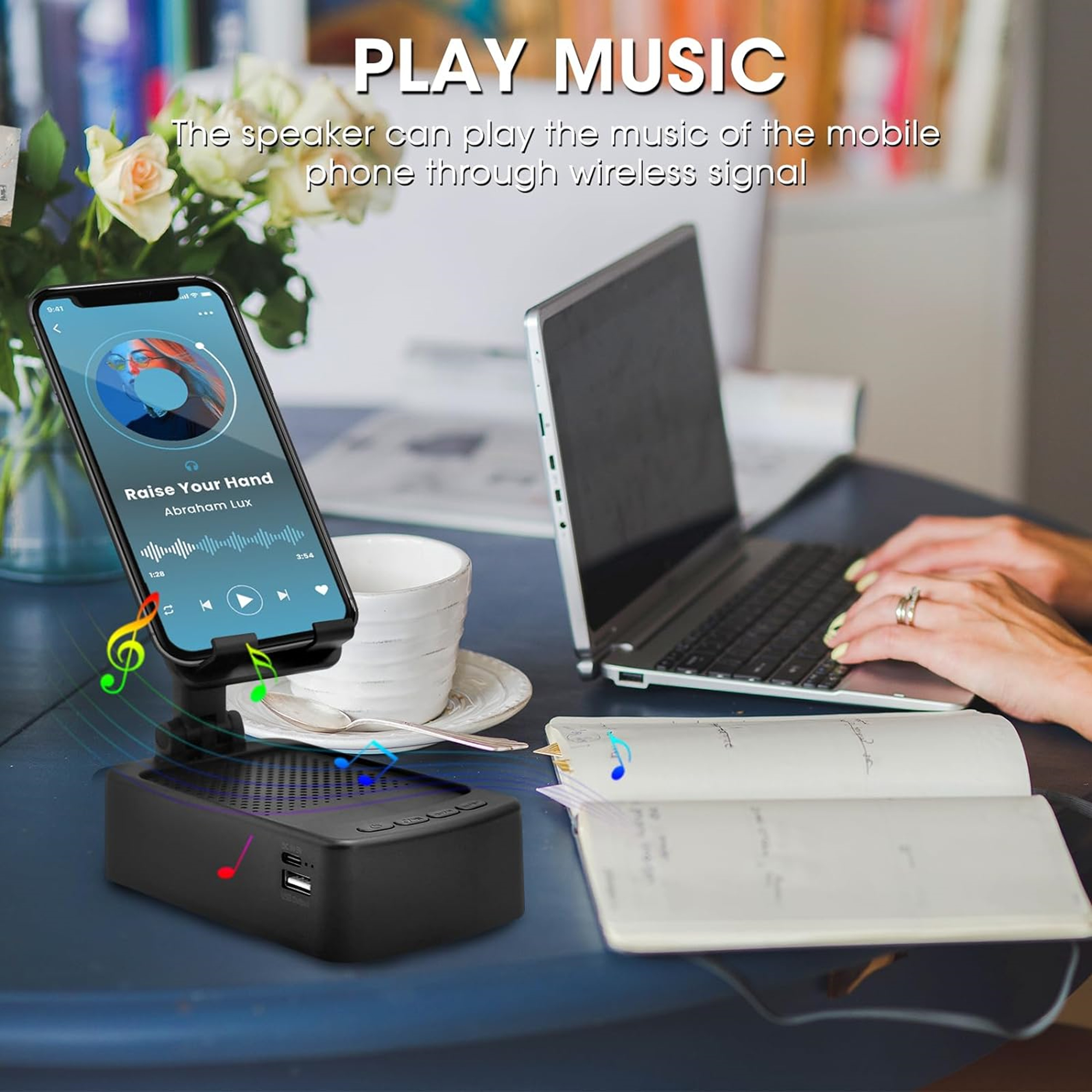 Cell Phone Stand With Bluetooth Speaker 4