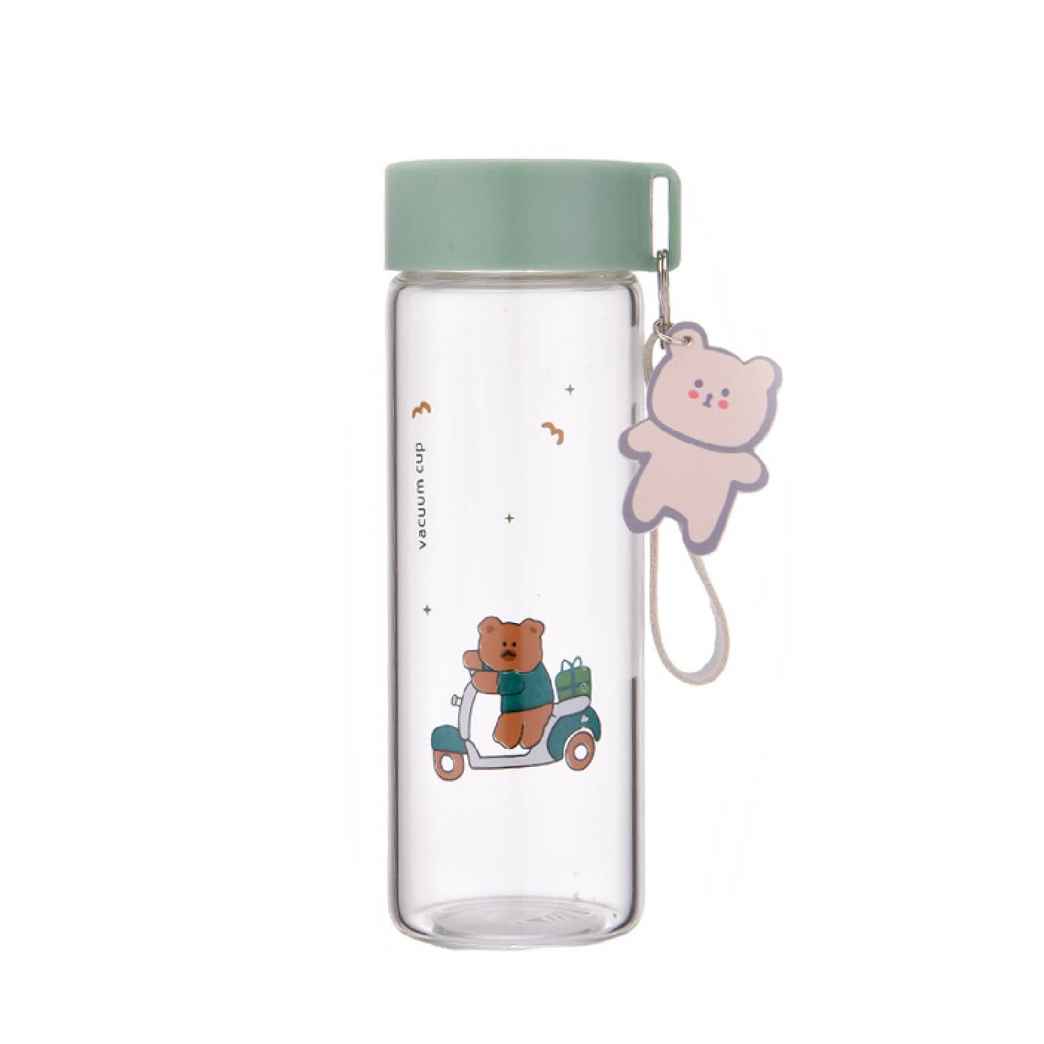 Transparent cute glass cup with lanyard 9