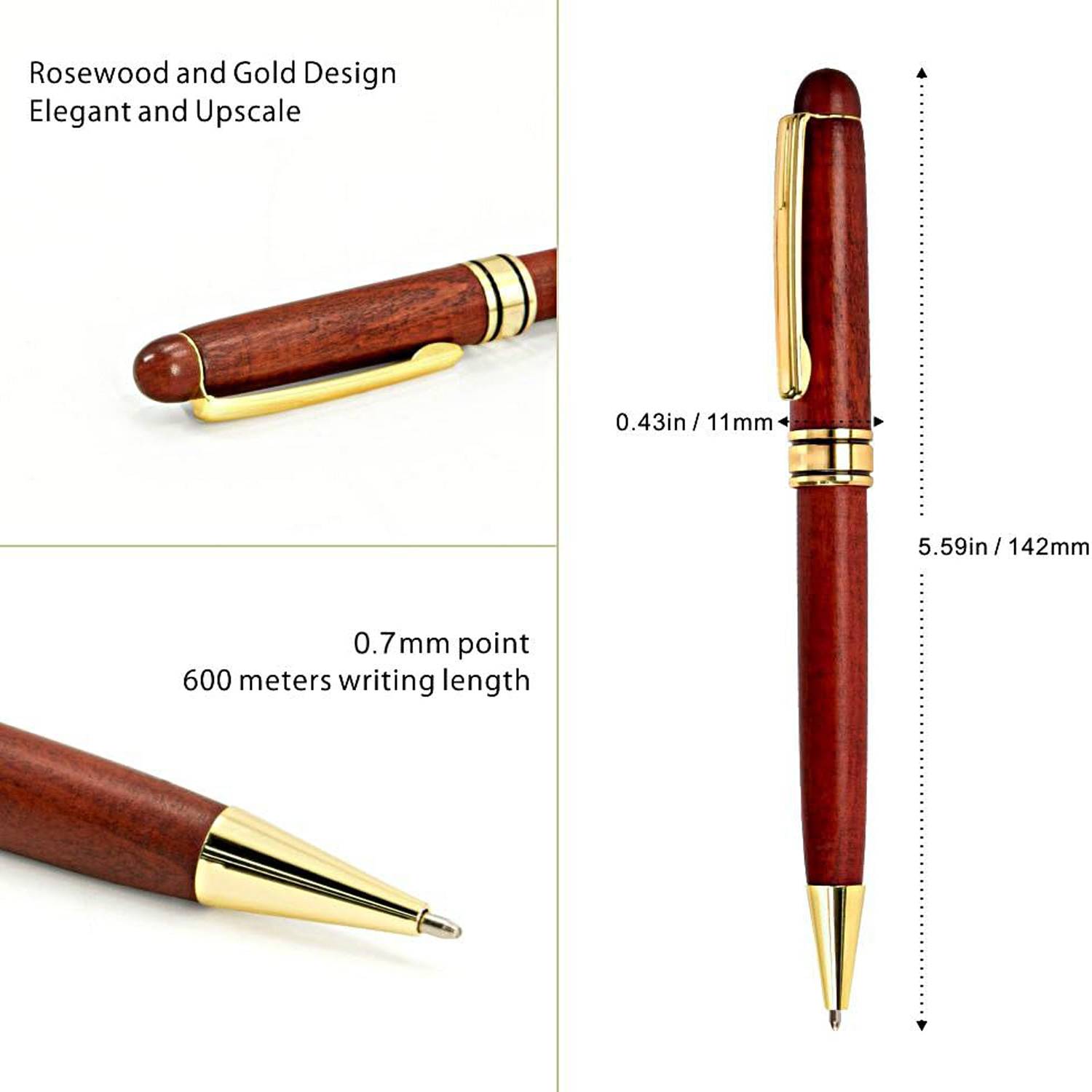 3Pcs Smooth Writing Wooden Pen Set w/ Case 4