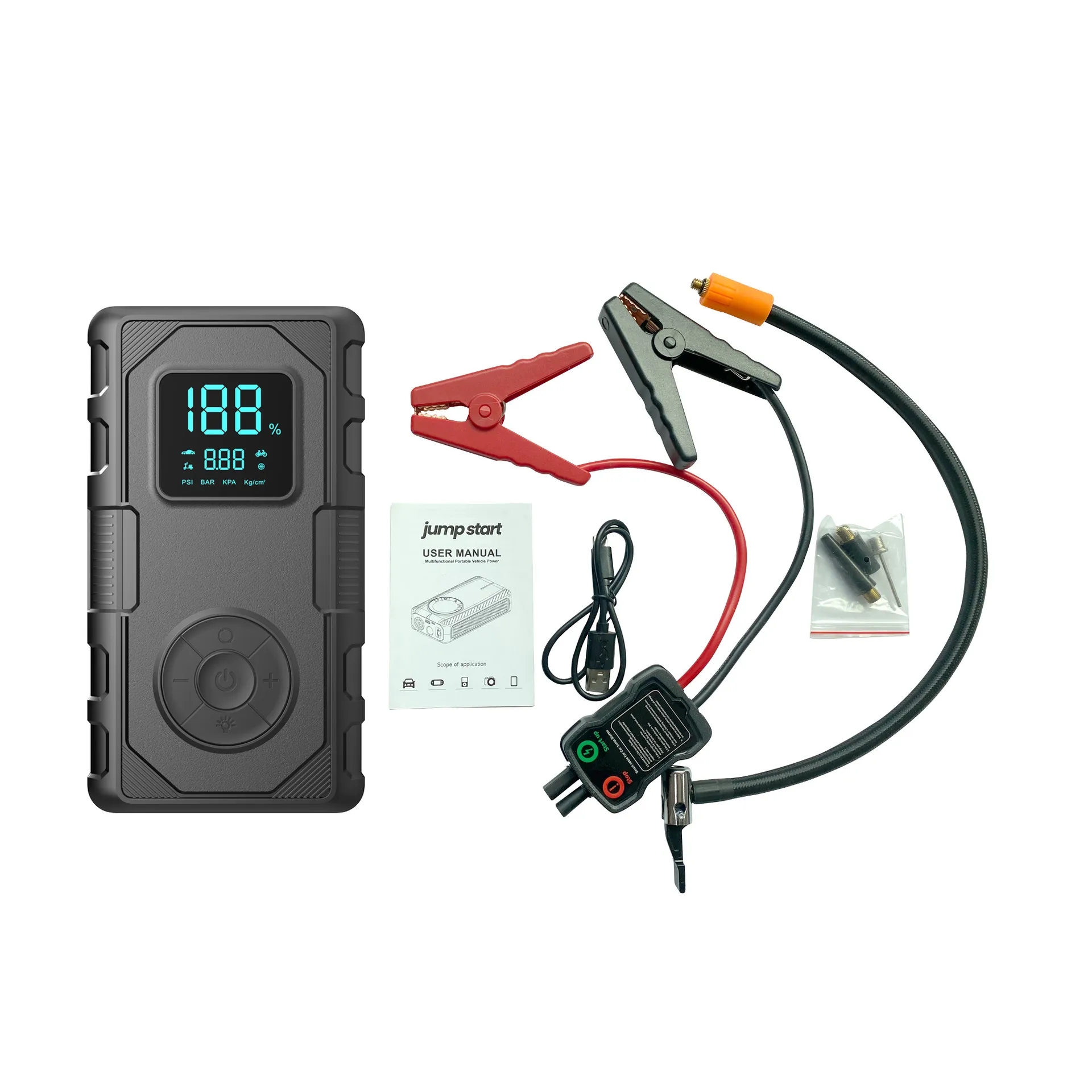 Multi-function Car Emergency Jump Starter W/ Air Compressor 9