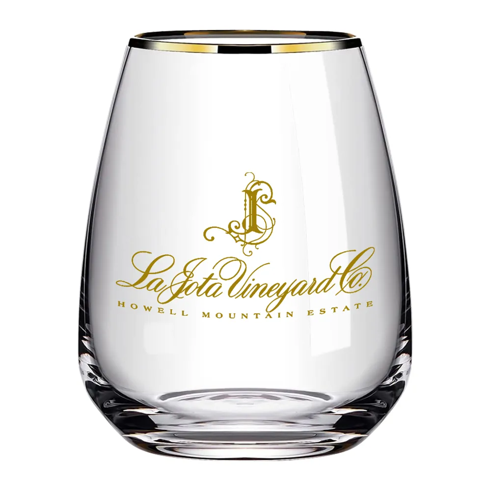 15oz. Gold Rimmed Stemless Wine Glass 2