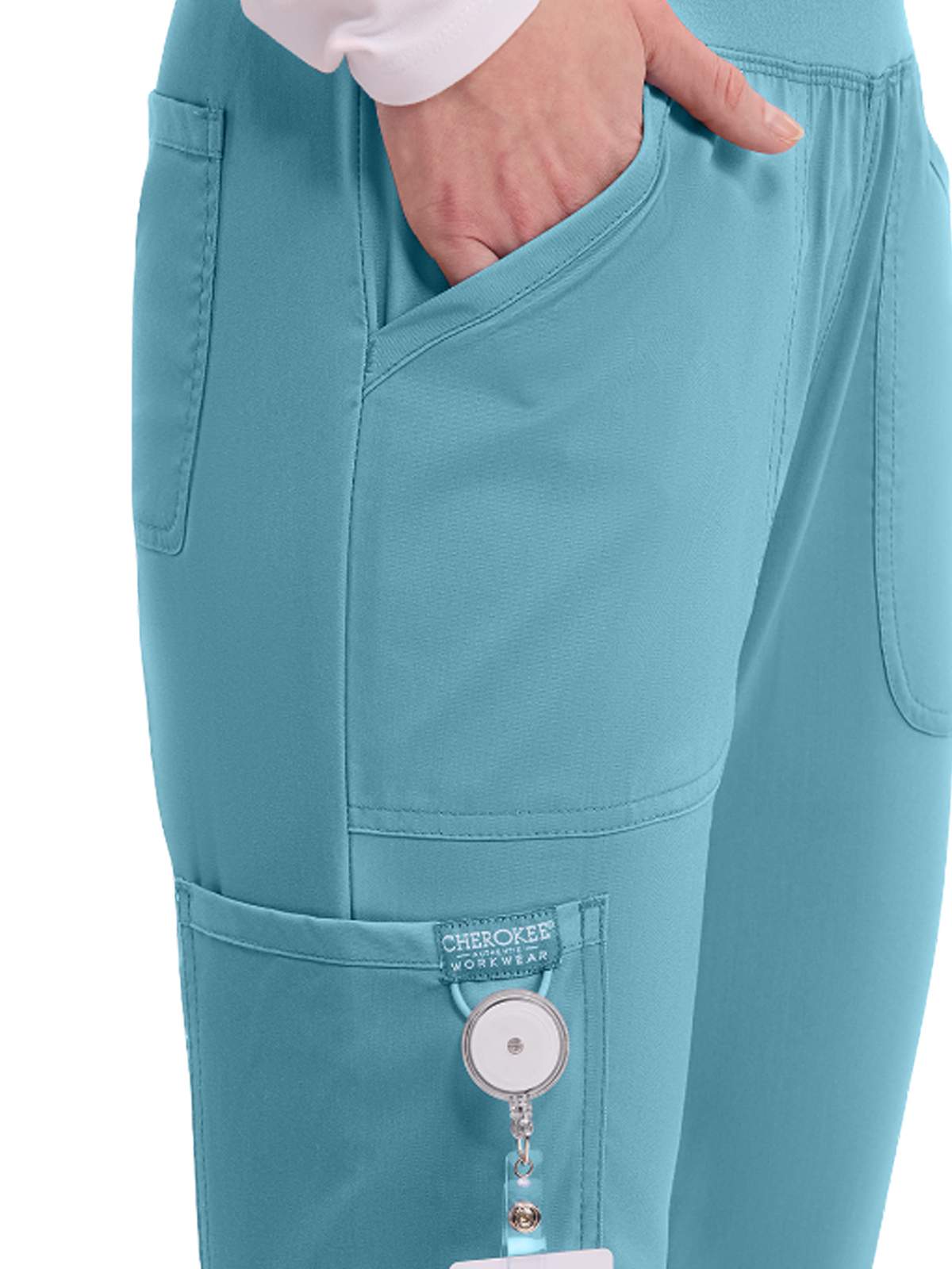 Cherokee - Workwear Revolution - Women's 4-Pocket Mid Rise Straight Leg Pull-on Pant 35
