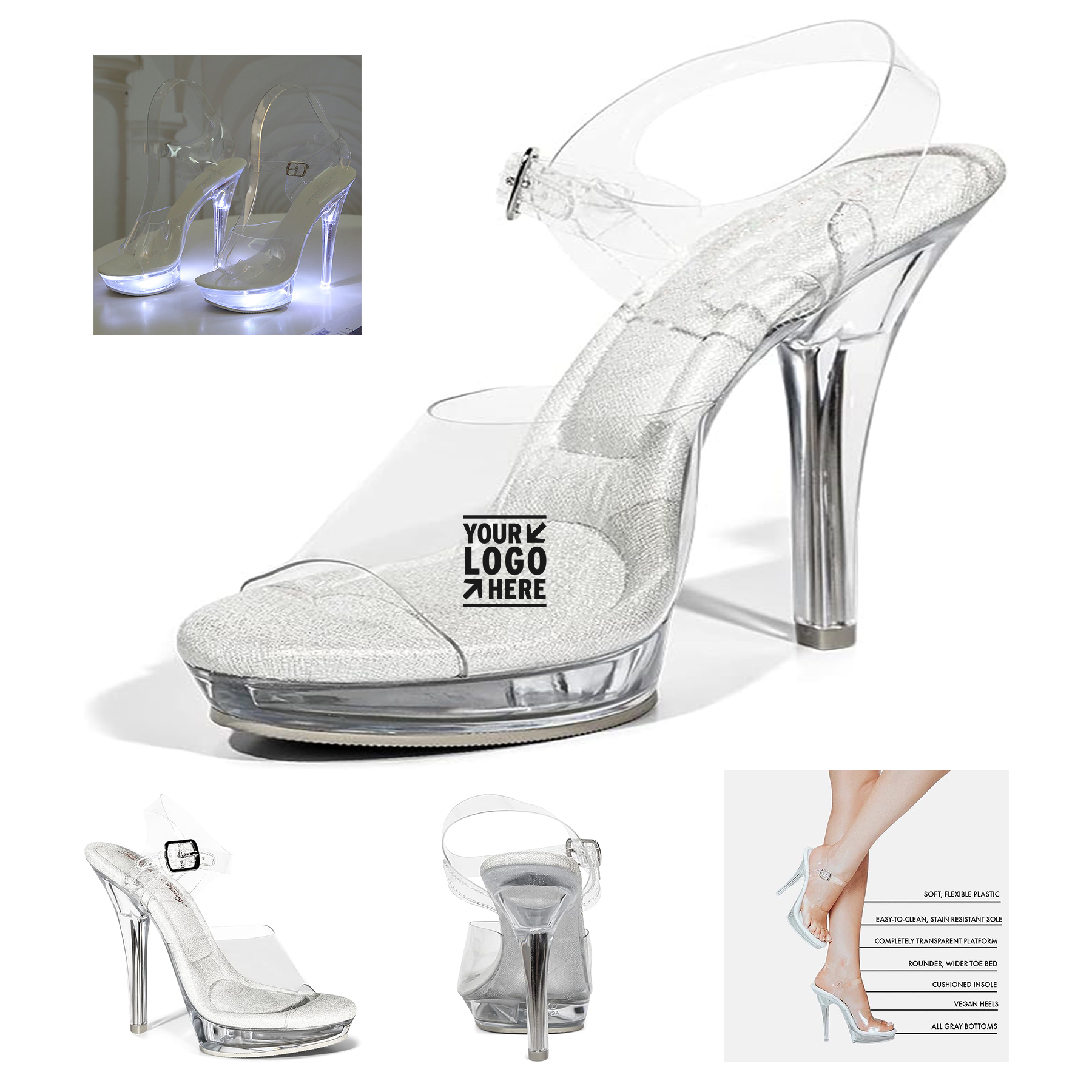Fairy Bikini Competition Fitness Bodybuilding Shoes Comfortable Bridal Pageant Clear Heels