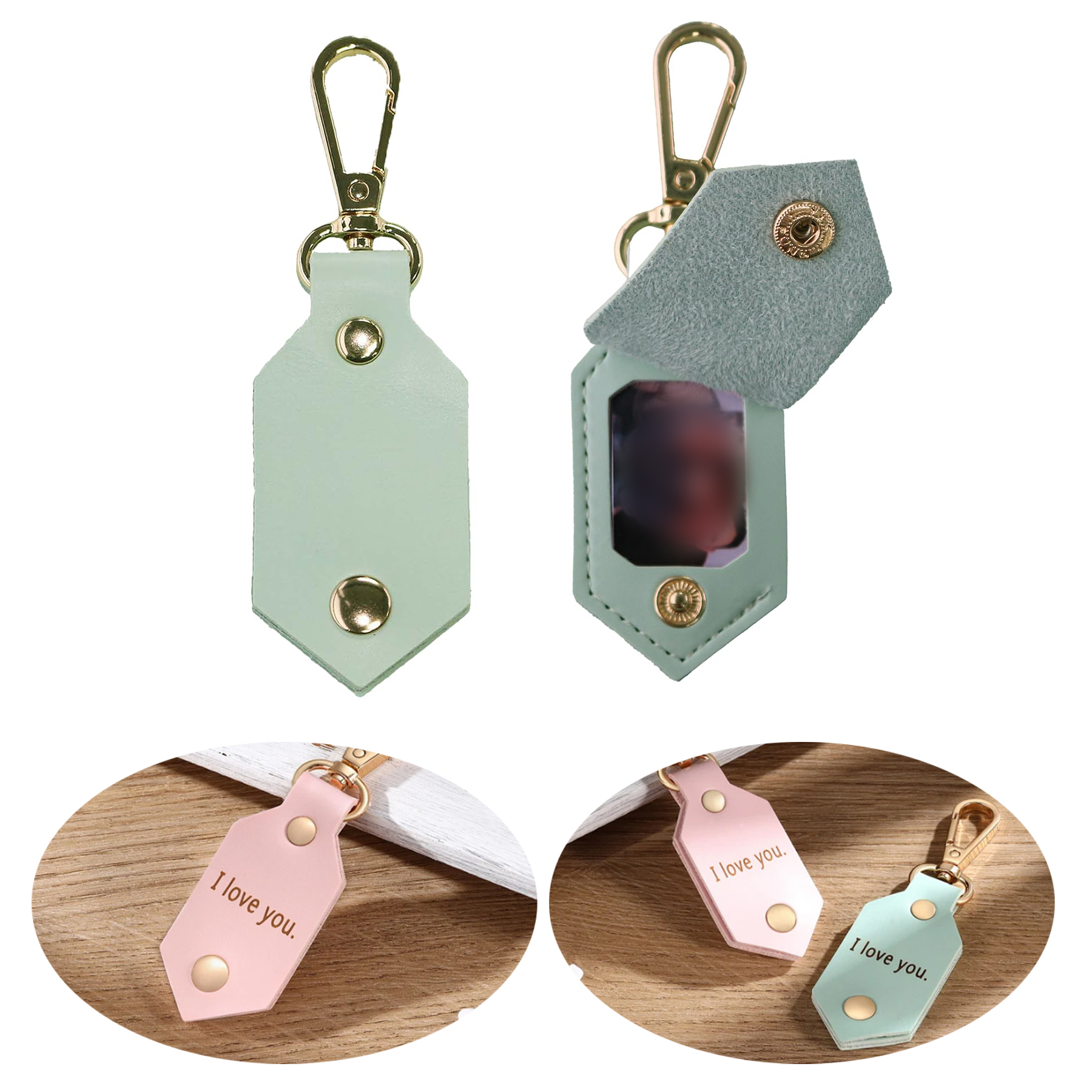 Leather Photo Custom Keychain Present 2