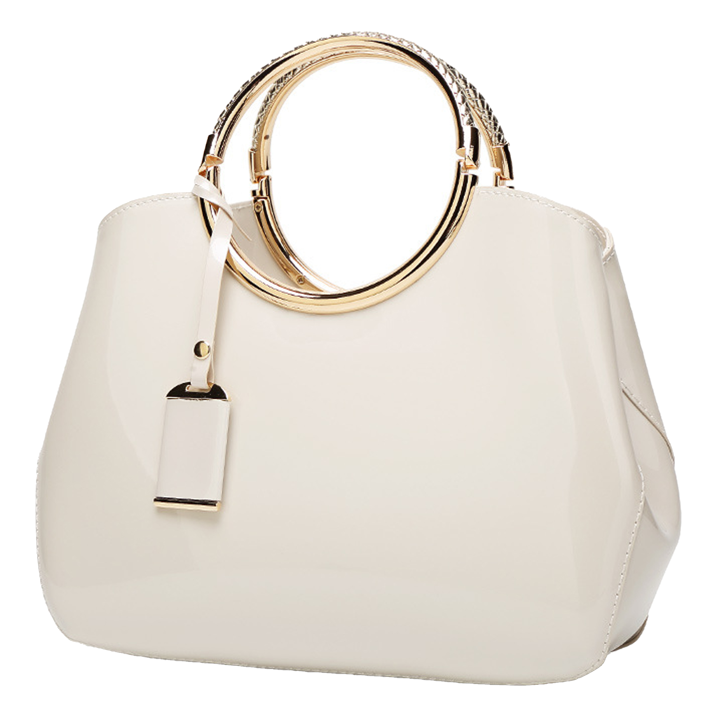 Pu Solid Color Glossy Handbag 5
