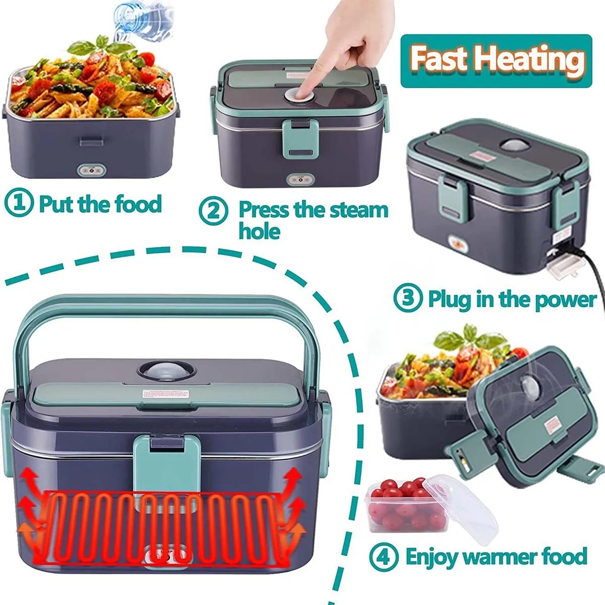 3-in-1 Portable Food Heated Electric Lunch Box Kits 7
