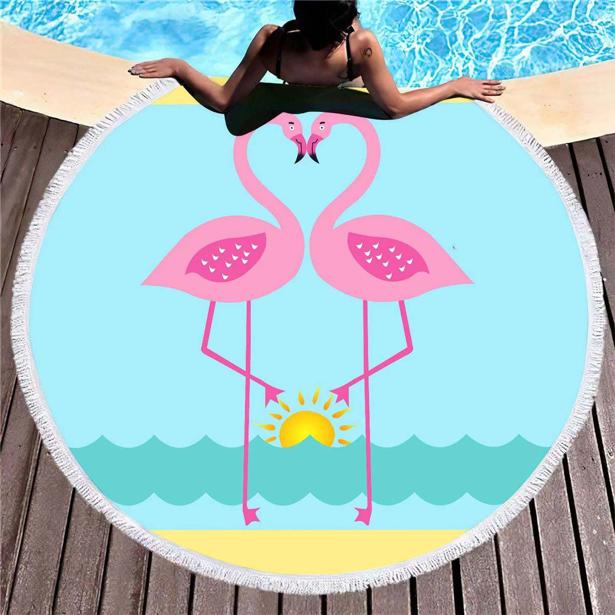 Soft Round Beach Towel with Quick Dry Microfiber 17