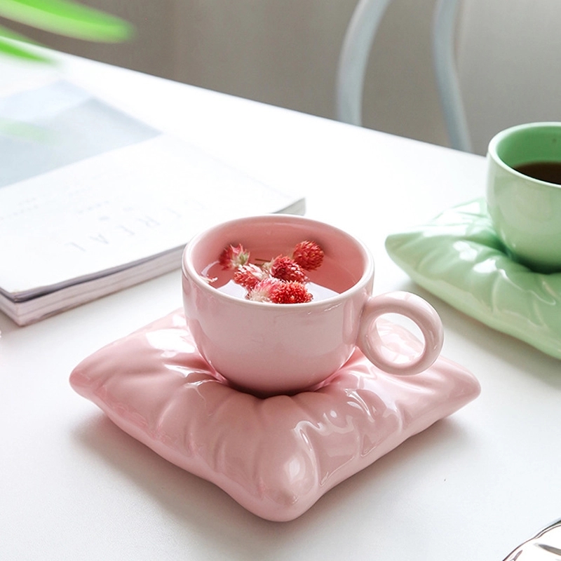 Custom 6.7 OZ. Ceramic Tea Cup Coffee Mug with Saucer Set 14