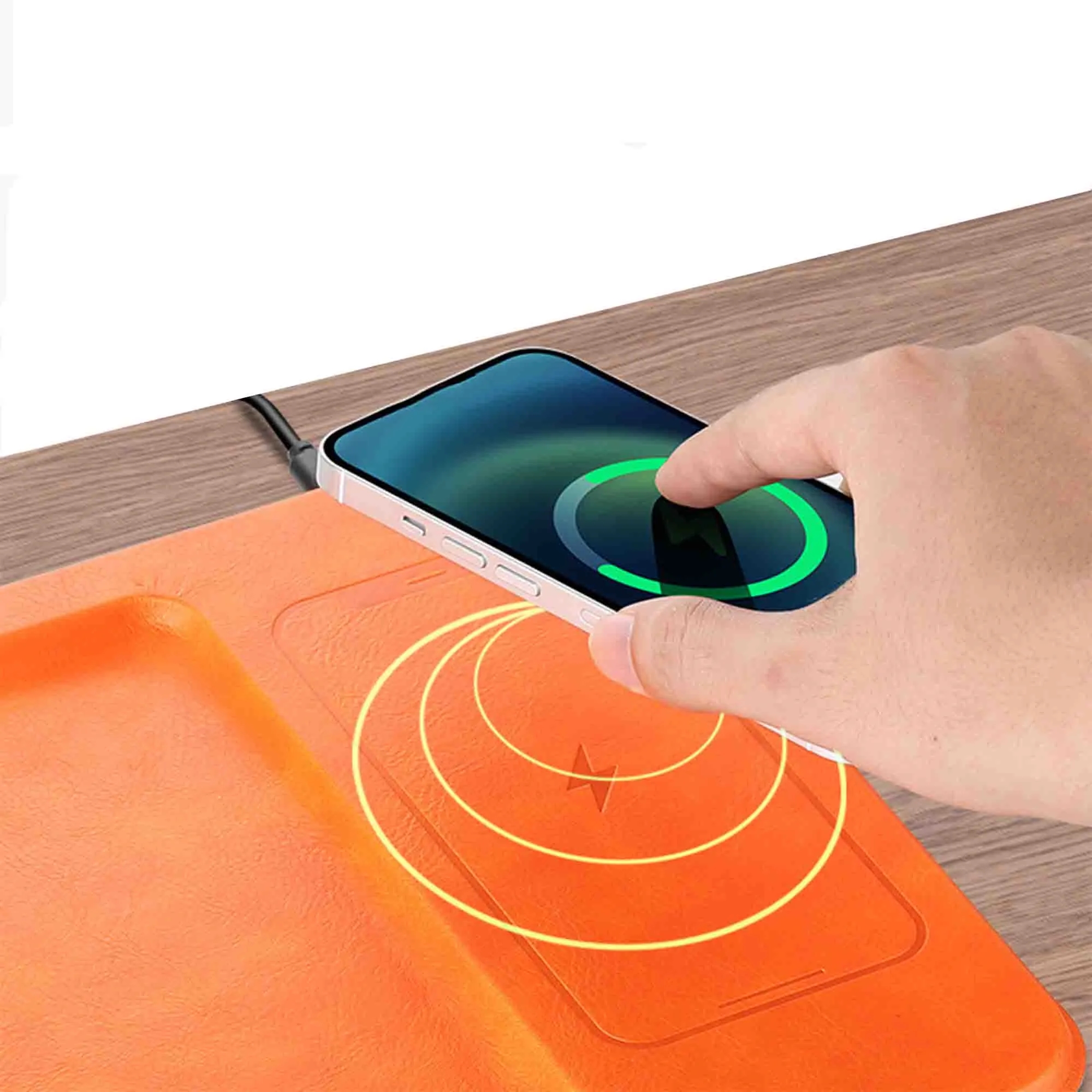 PU Leather Wireless Charger Station and Valet Tray 3