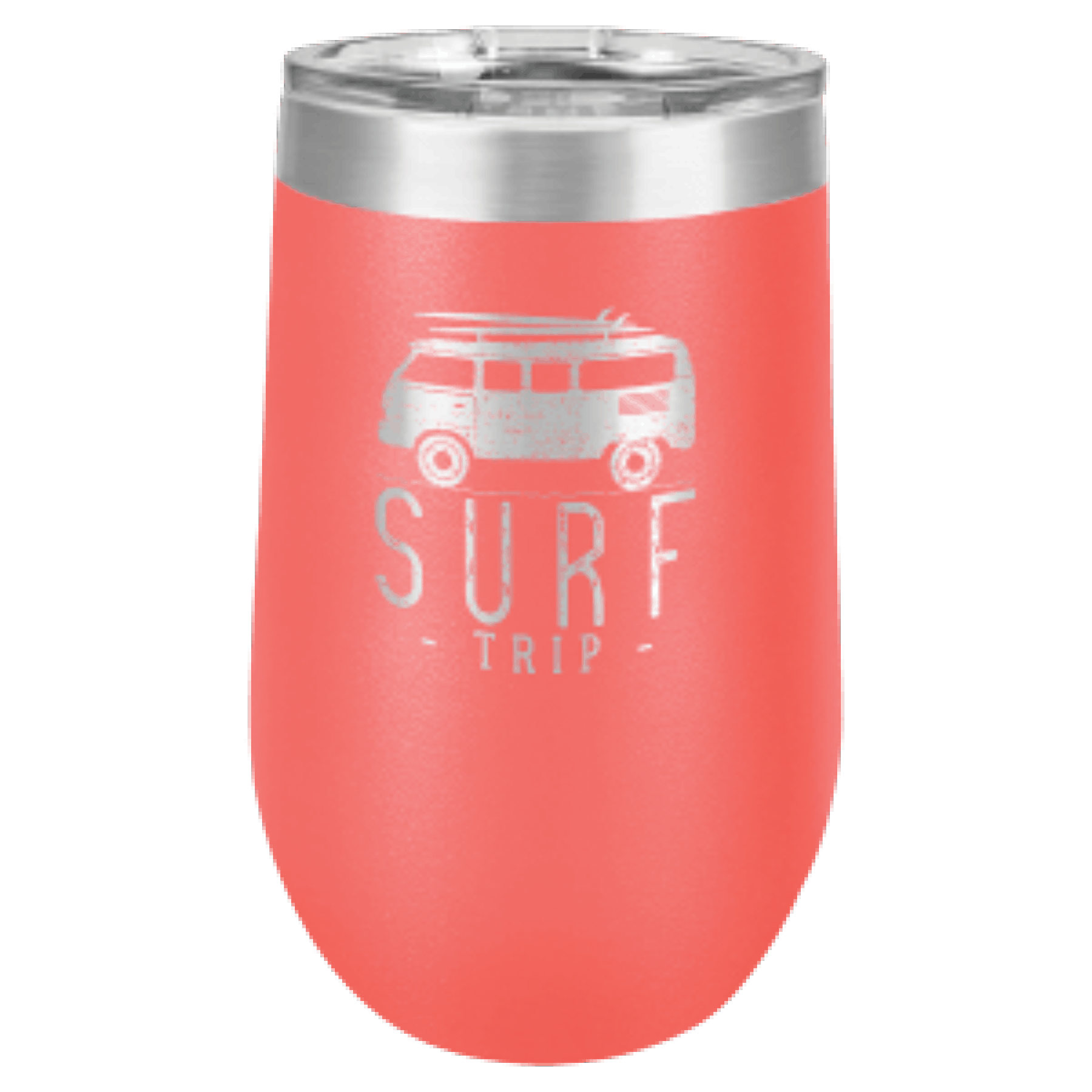 16 oz. Coral Laser Engraved Polar Camel Stemless Wine Tumbler w/Clear Lid 2