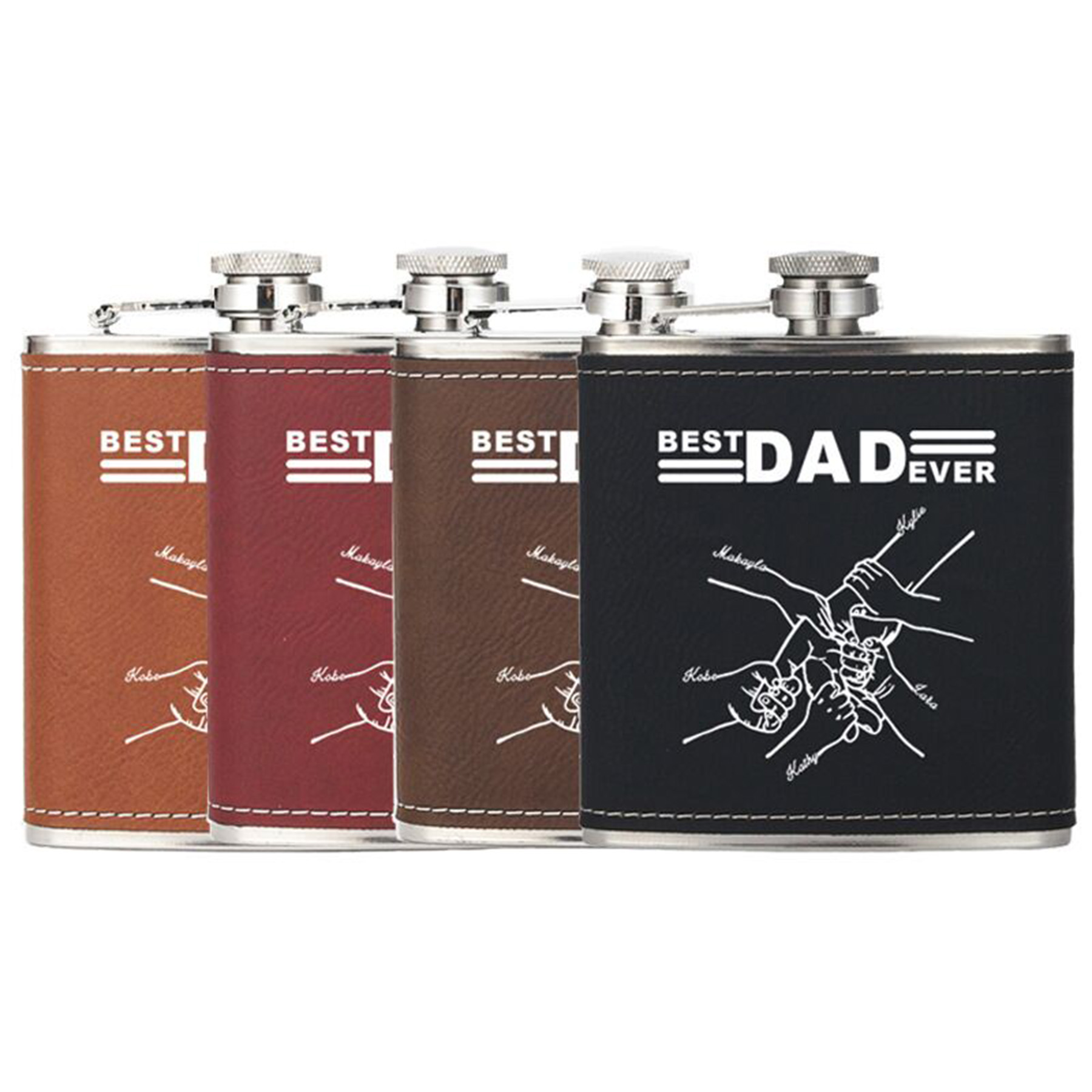 6 oz Stainless Steel Colourful Leatherette Hip Flask 4