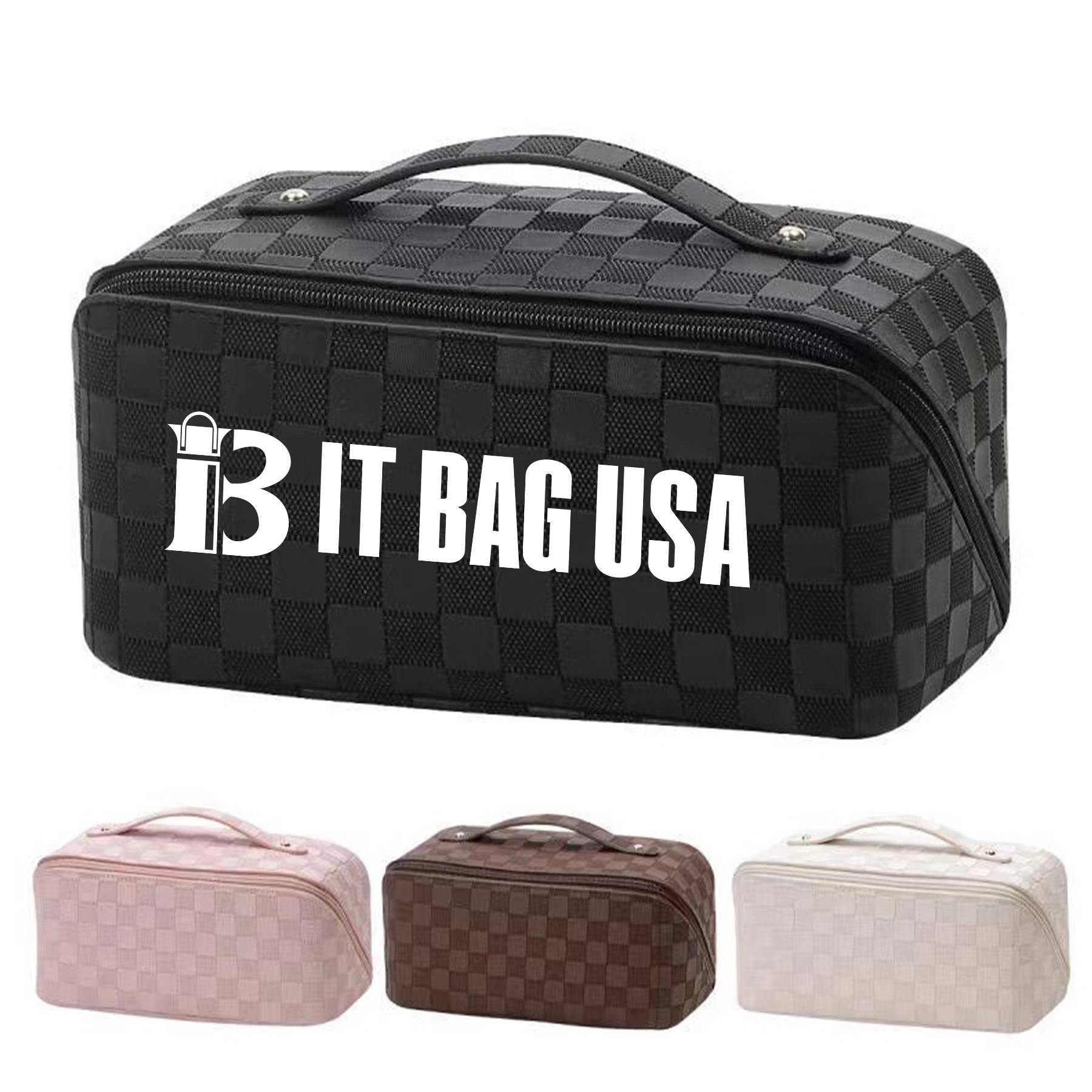 Women's PU Leather Large Capacity Travel Cosmetic Bag 1