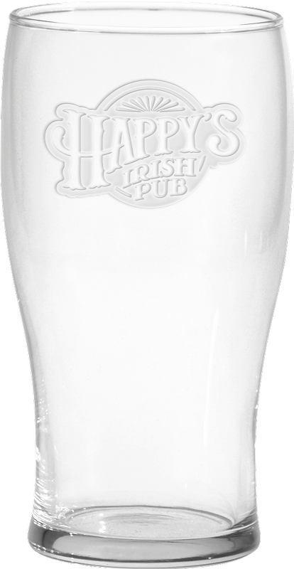 20 oz Large Pub Glass - Deep Etched 8