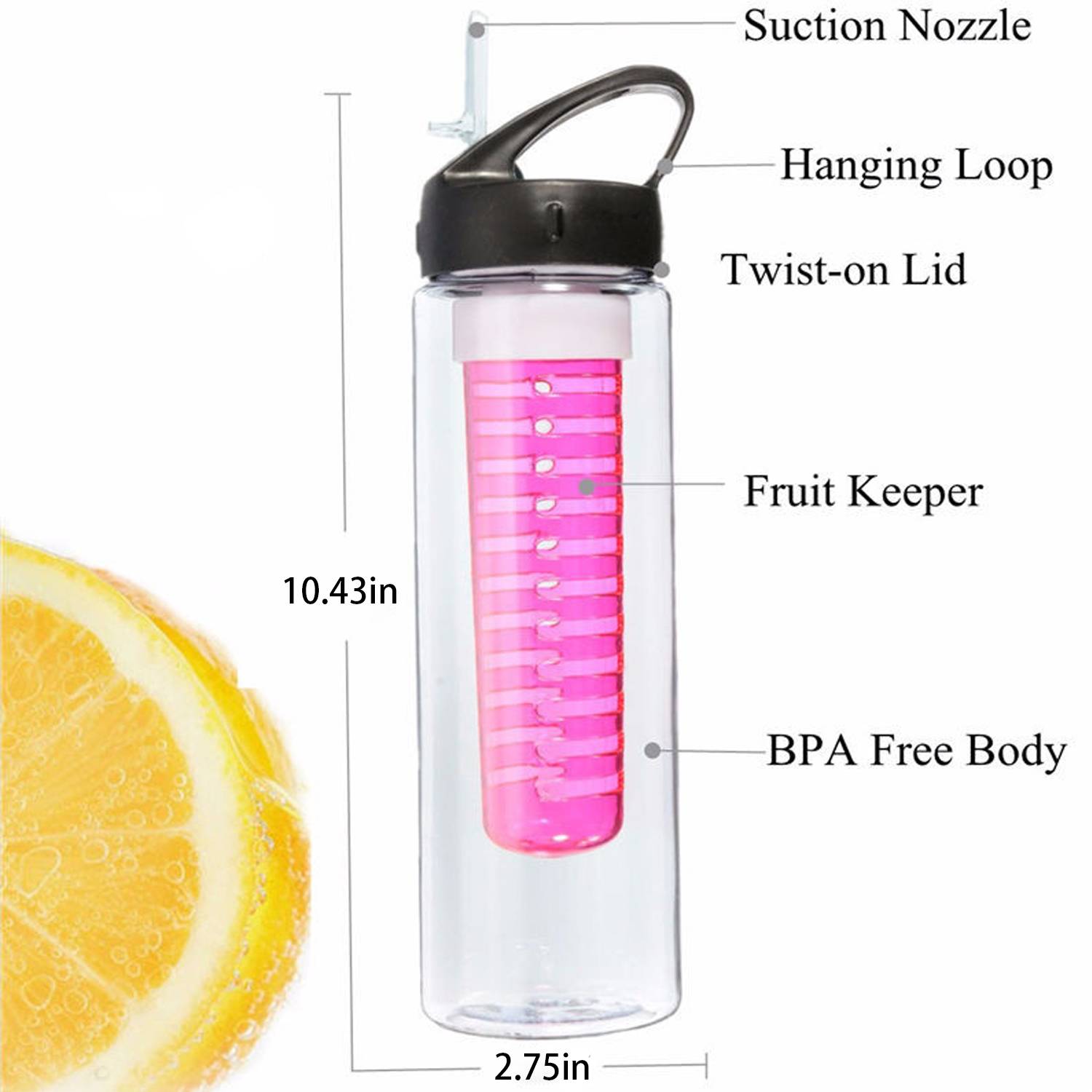 27oz Portable Sports Plastic Fruit Infusion Water Bottle 6