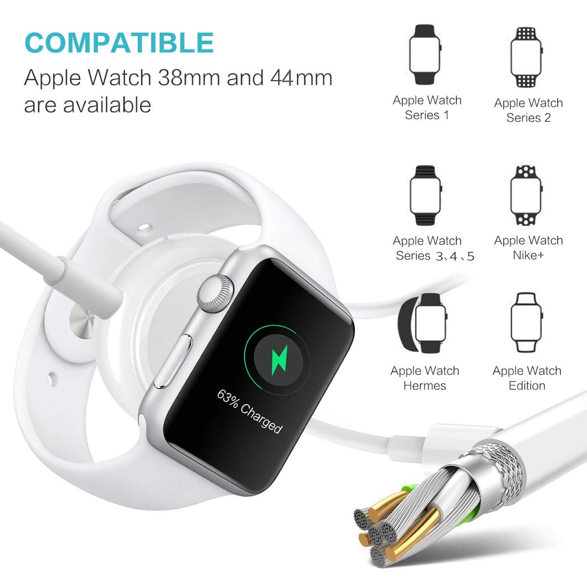 Magnetic Charging Cable for Apple Watch – Compatible with Series 1 to 6