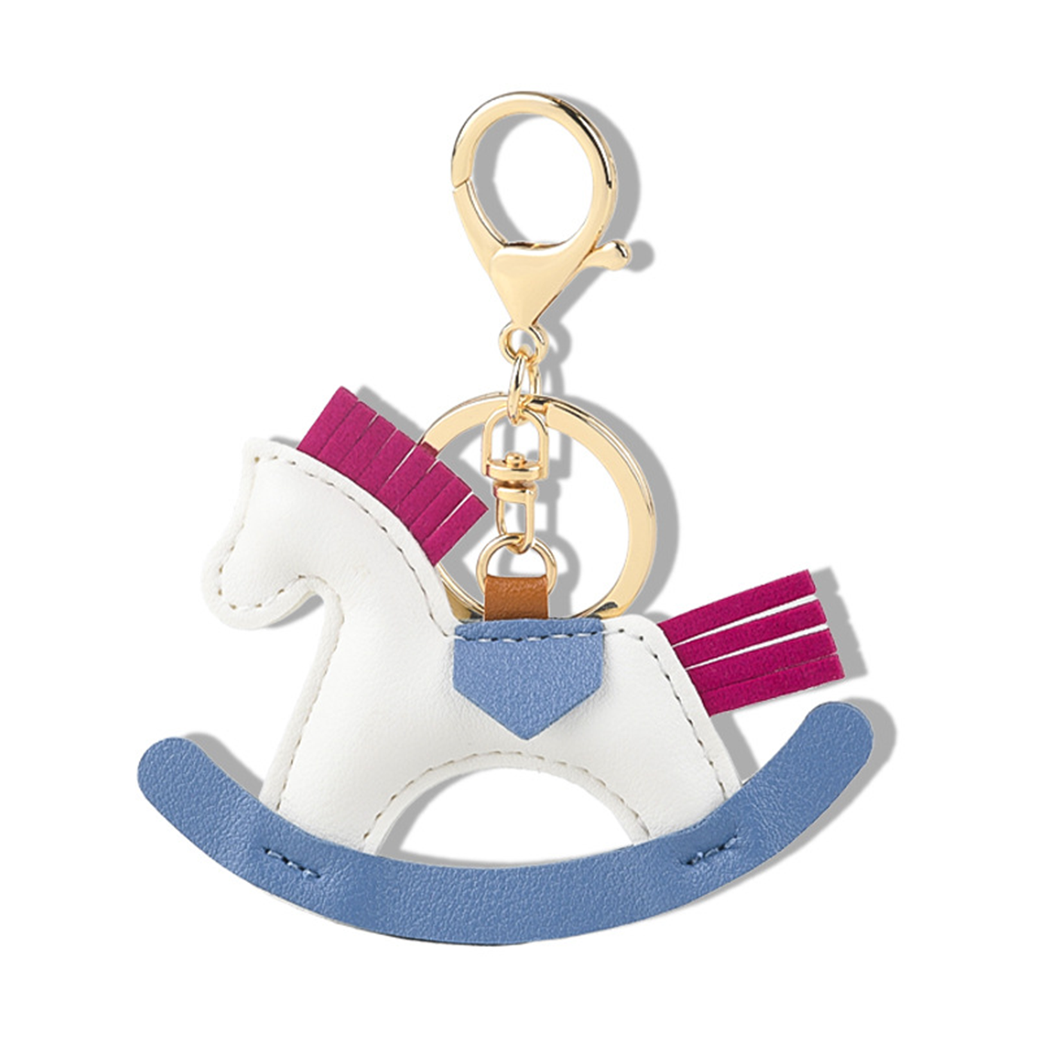 Vintage PU Leather Rocking Horse Pendant Keychain 8