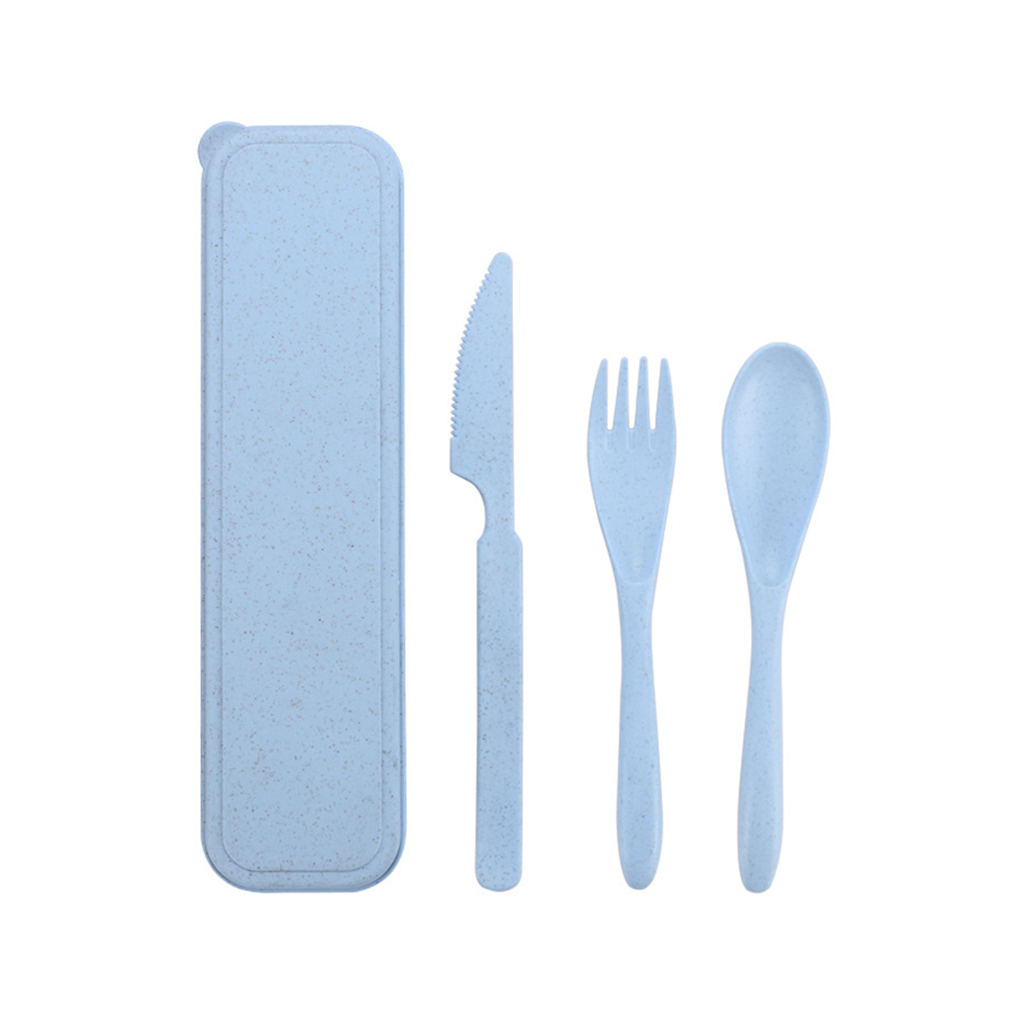 Wheat Straw Cutlery Set With Travel Case 8.3" Length X 2.2" Width 1
